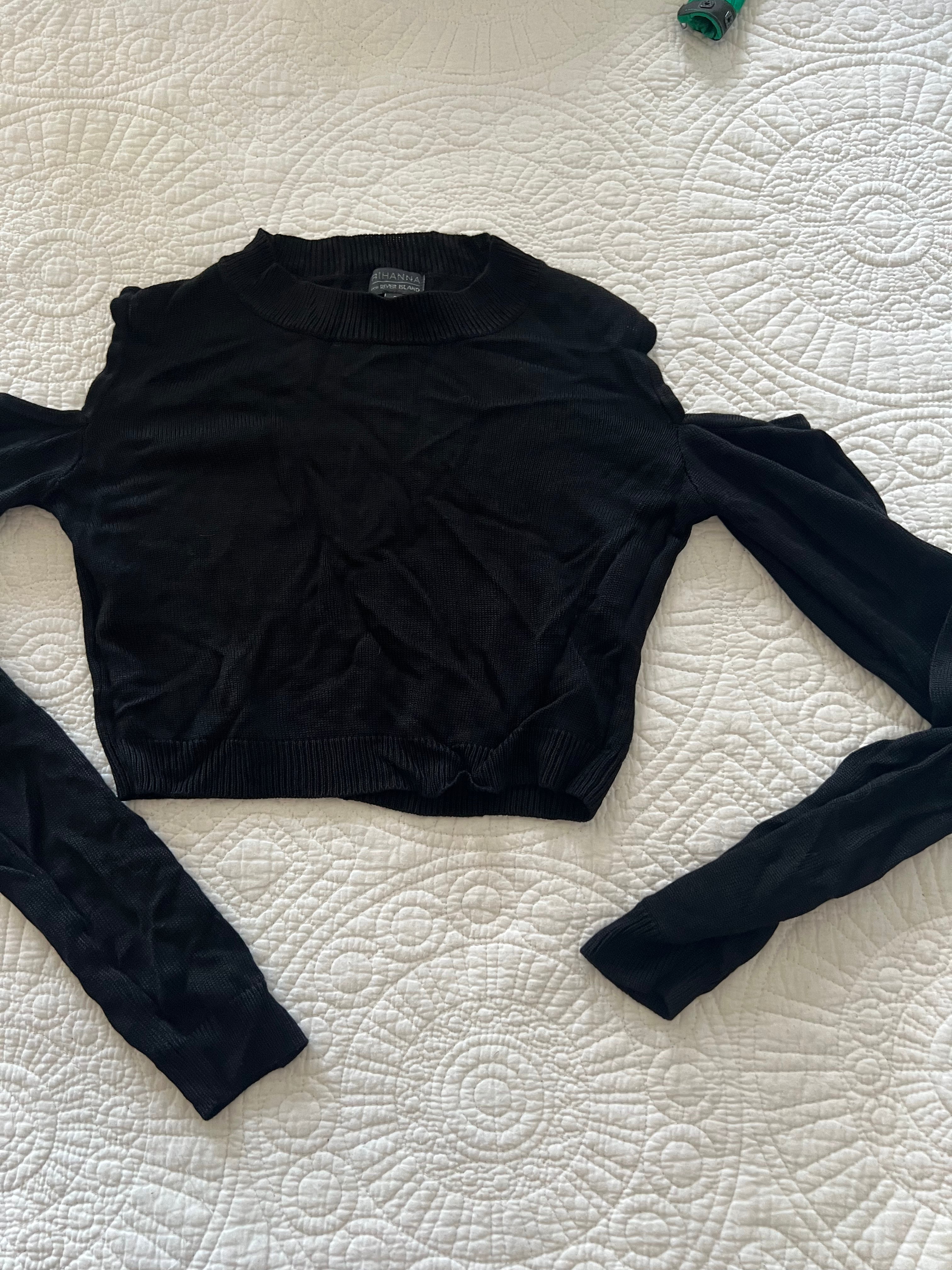 Black crop top with cut outs