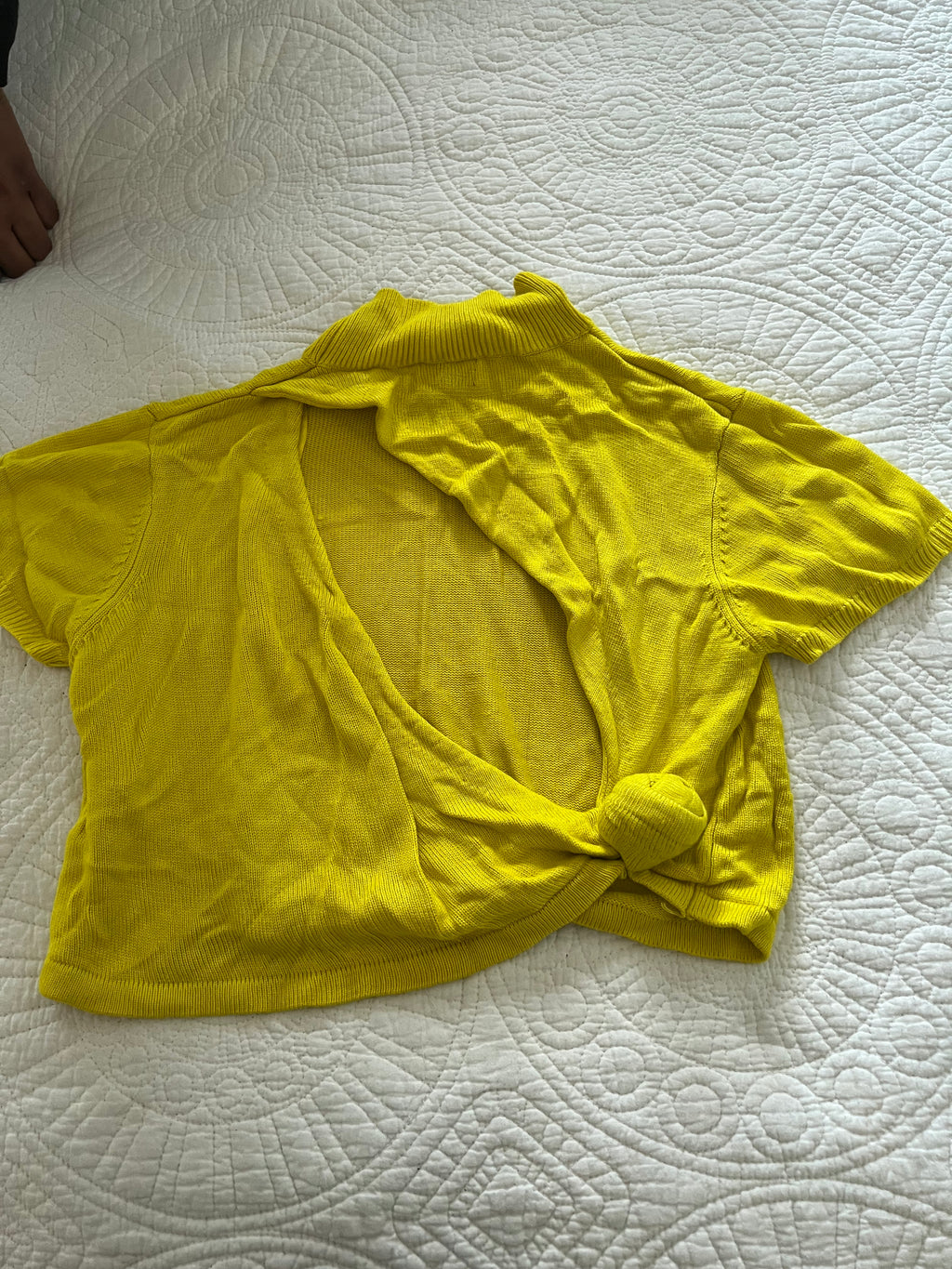 Yellow high neck crop top