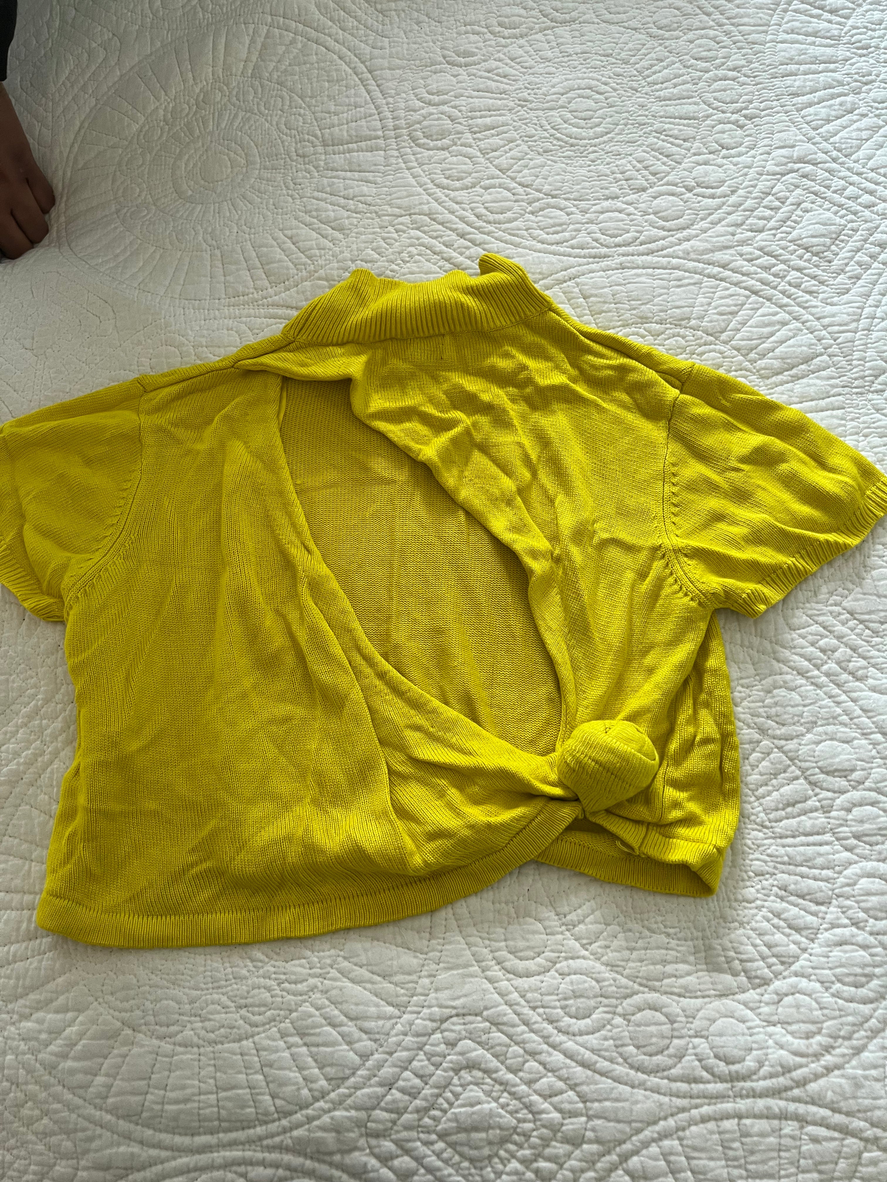 Yellow high neck crop top