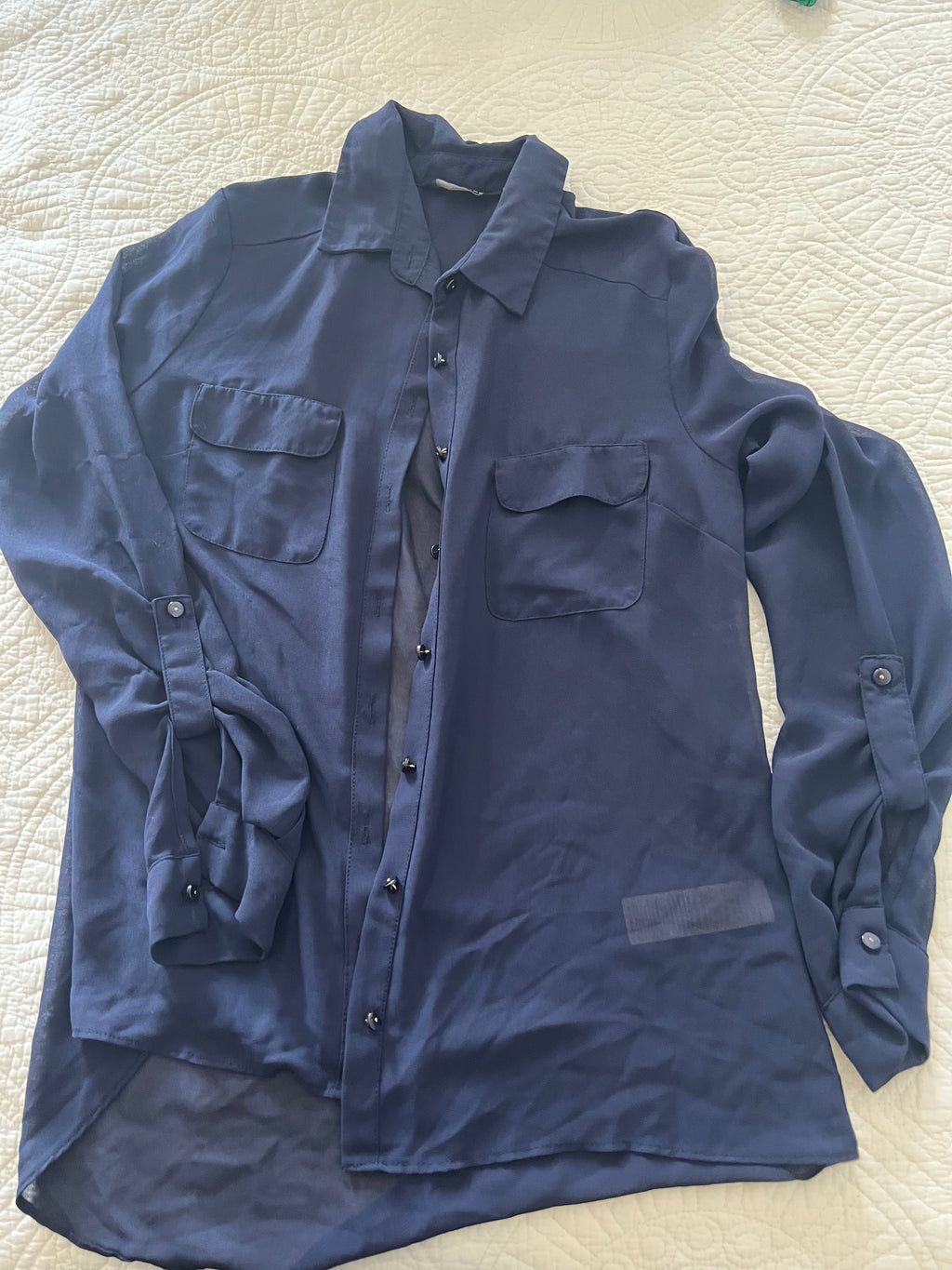 Navy blue sheer shirt