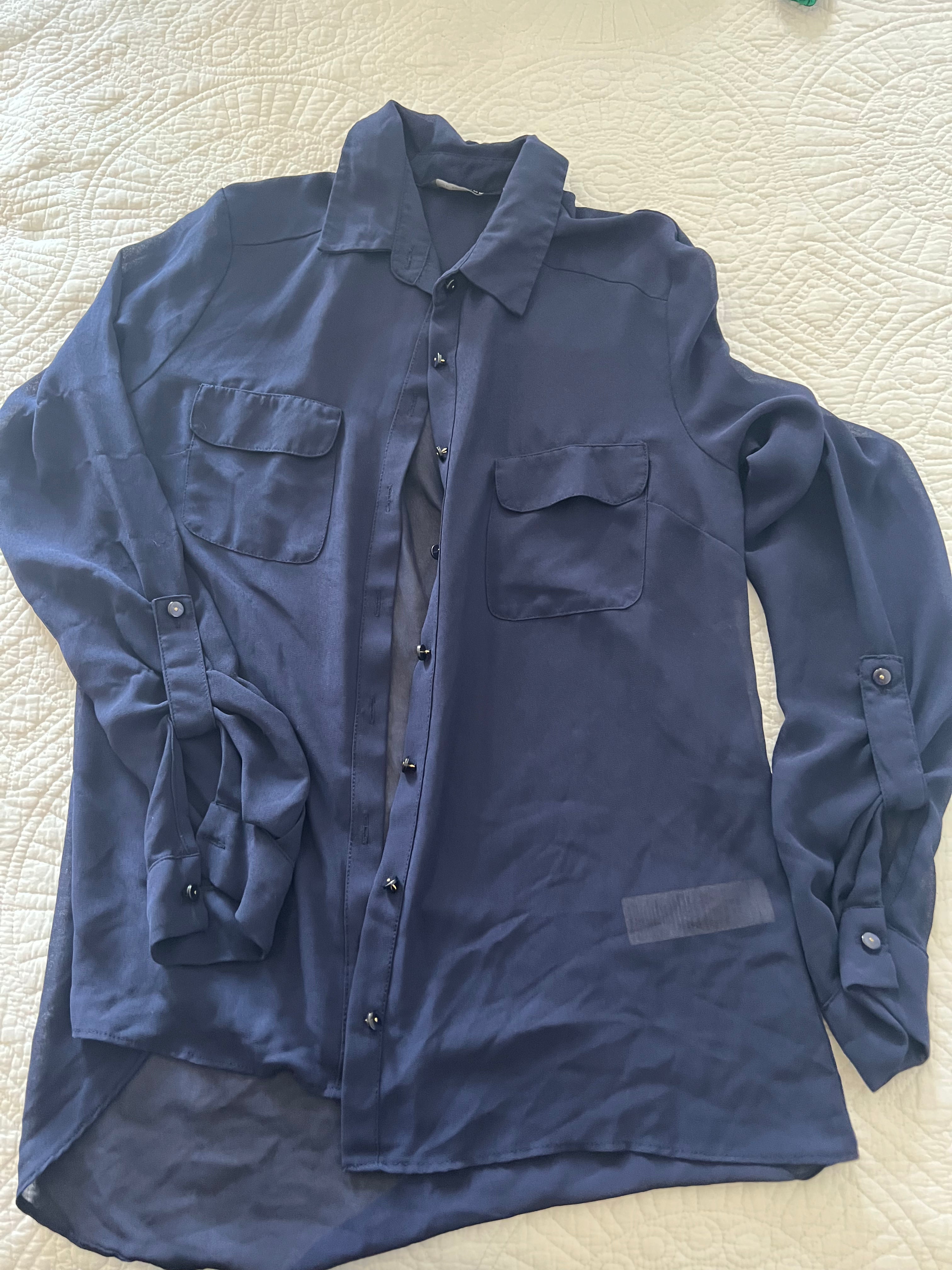 Navy blue sheer shirt