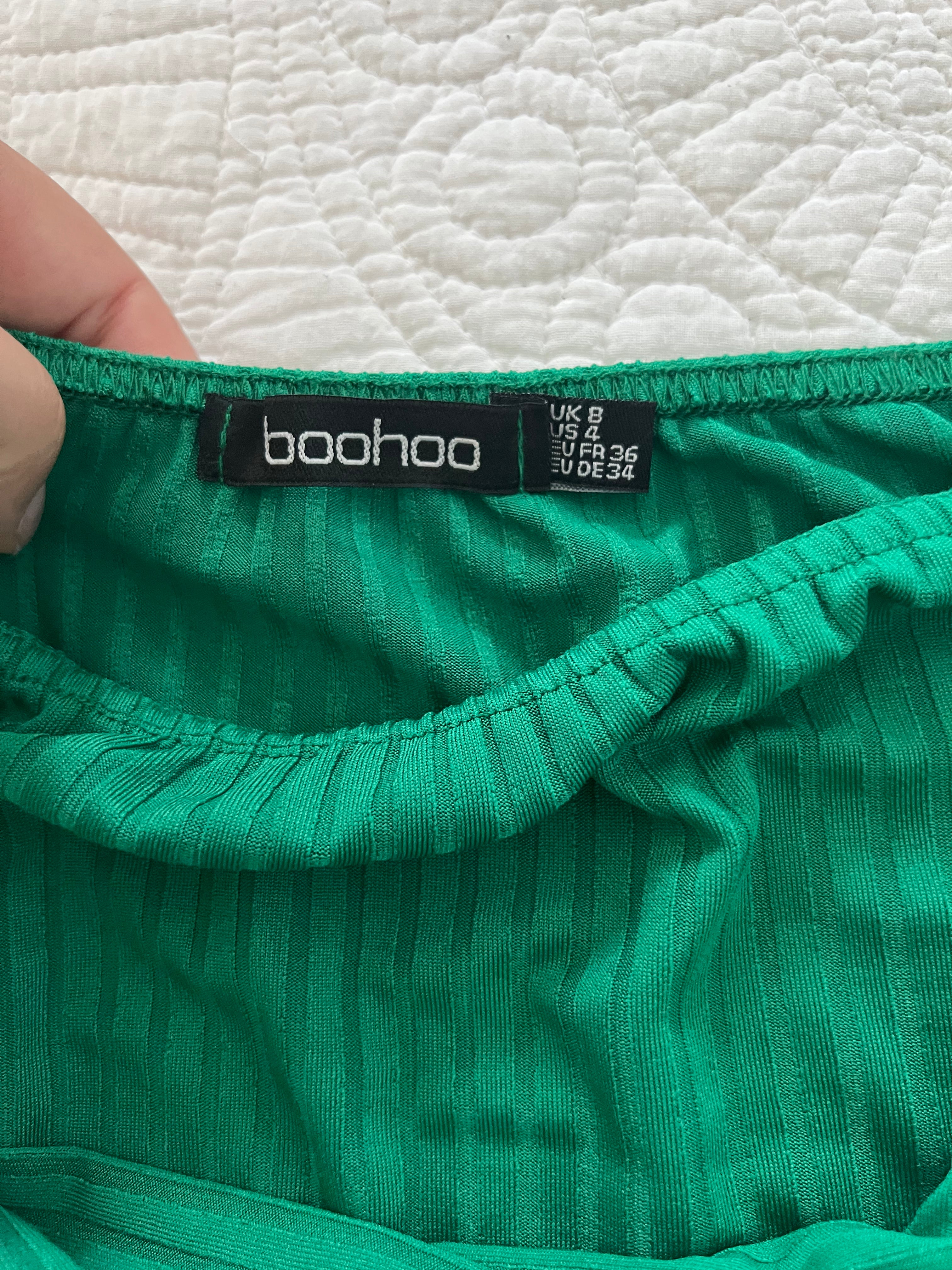 Green, ribbed long sleeve bodysuit