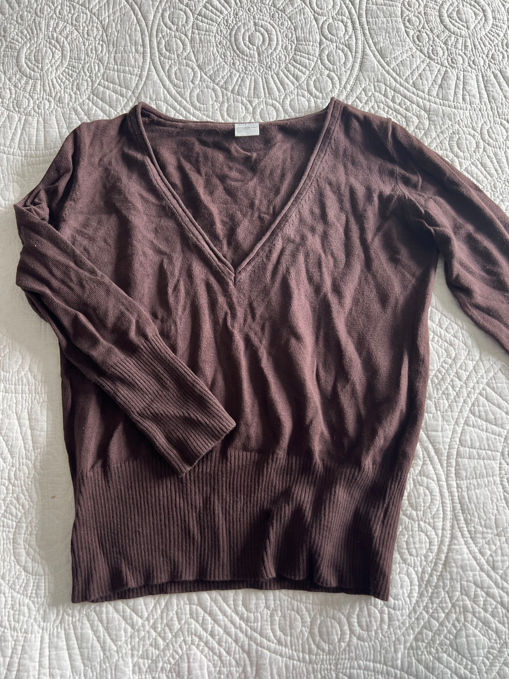 V neck brown jumper