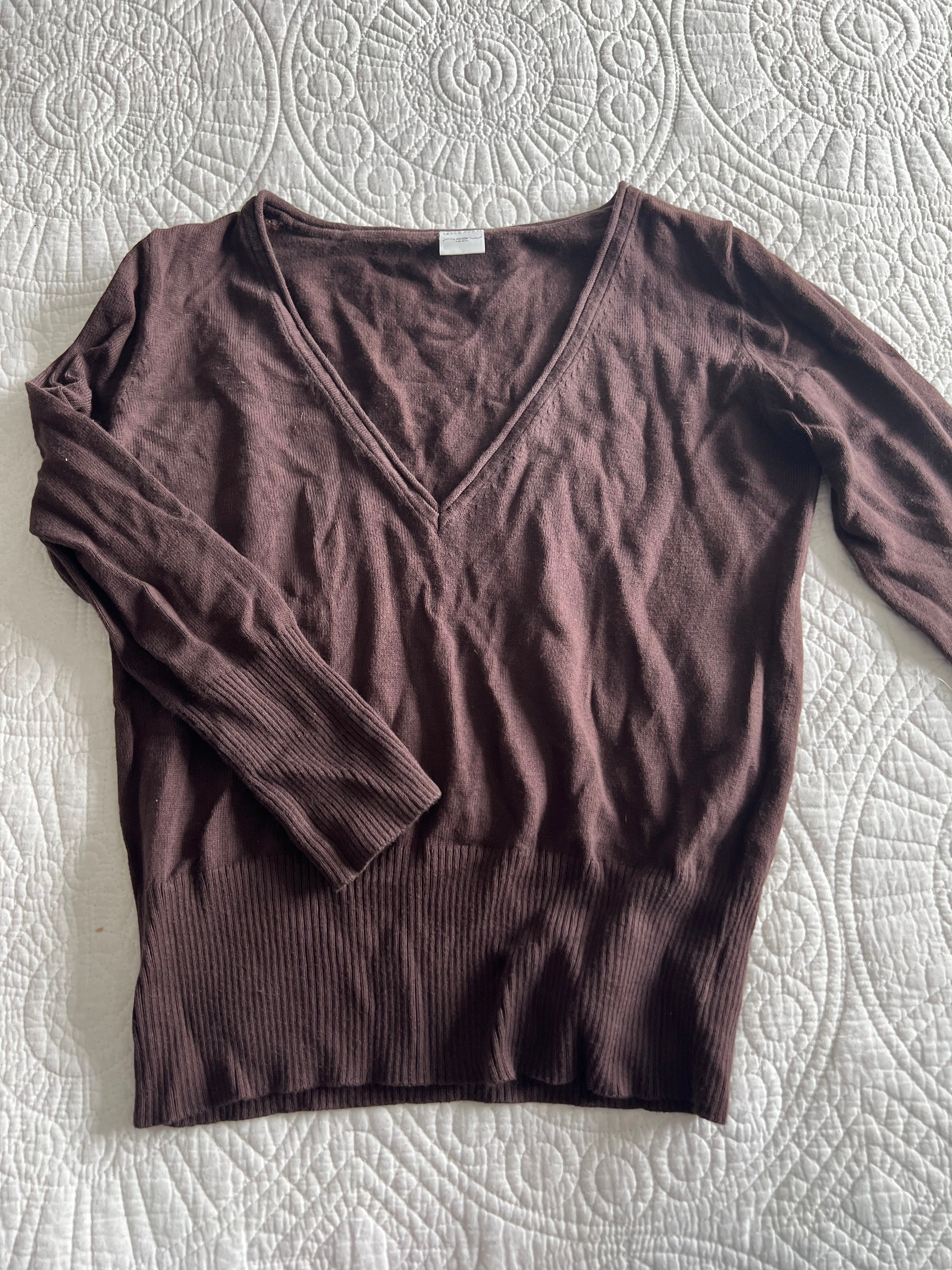 V neck brown jumper