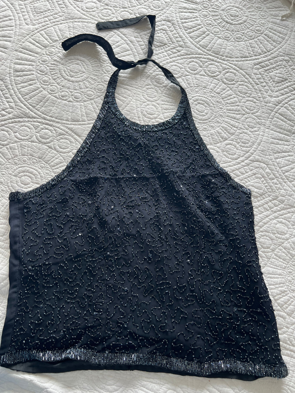 Halter neck black crop top