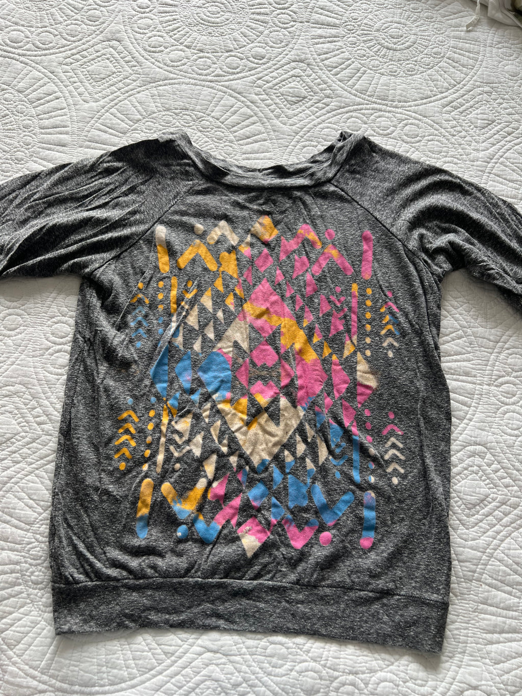 Grey graphic print jumper