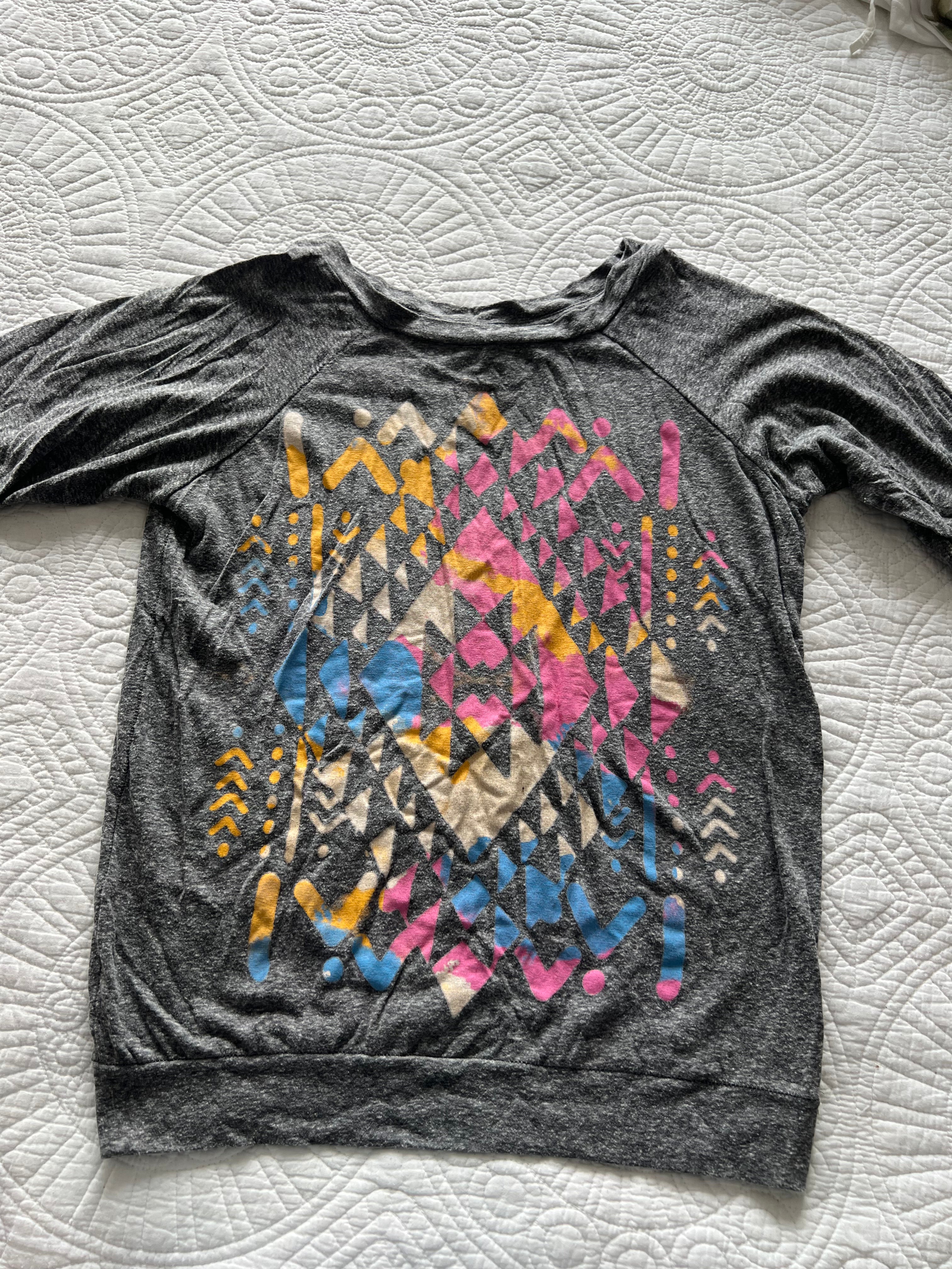Grey graphic print jumper
