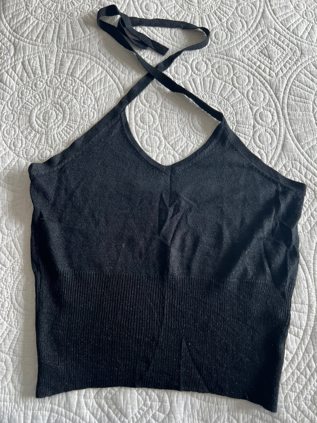 Black halter neck crop top