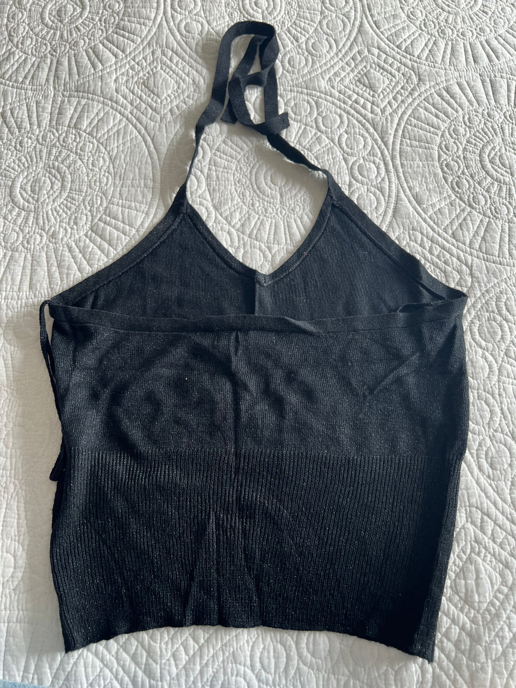 Black halter neck crop top