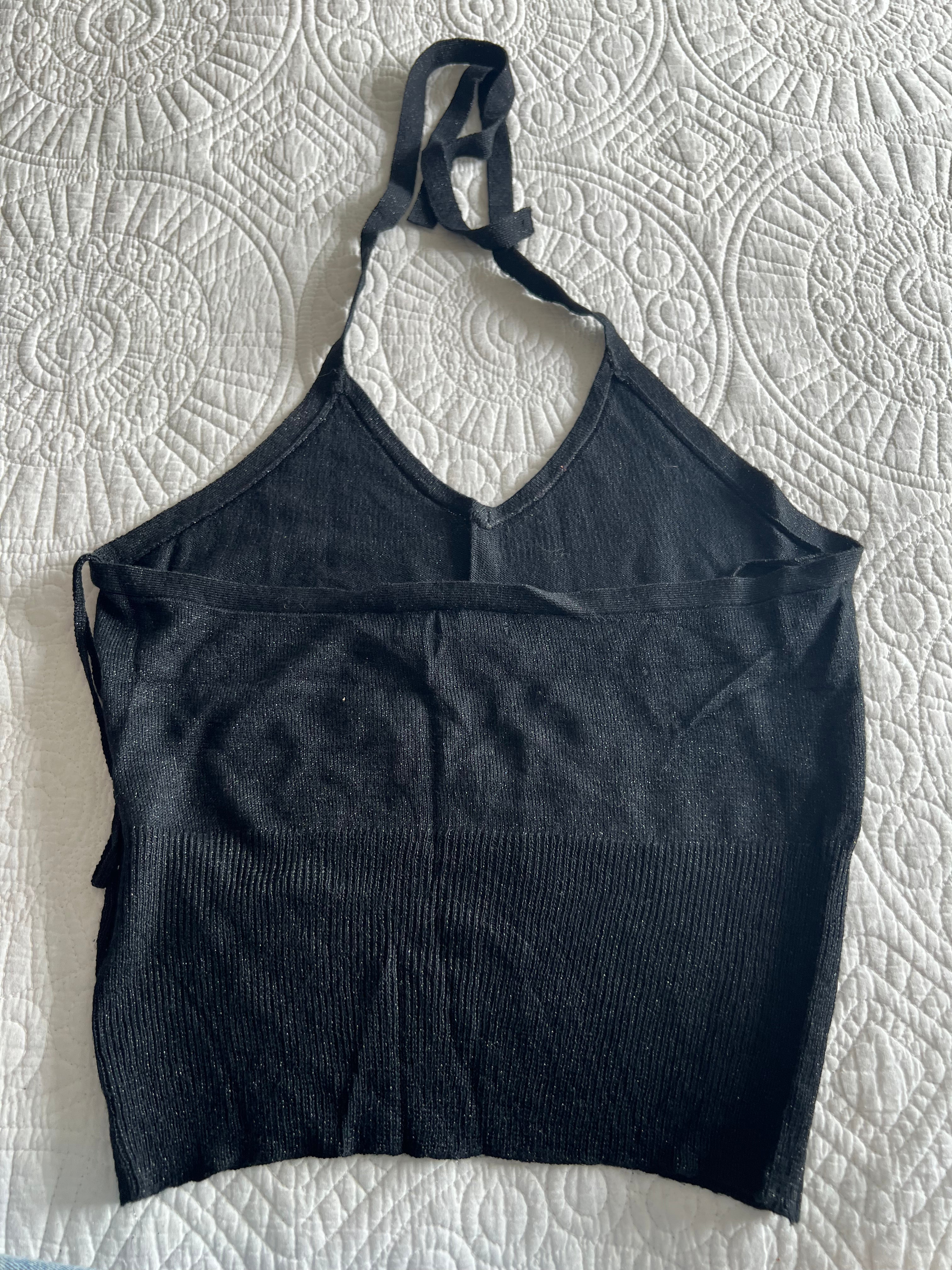 Black halter neck crop top