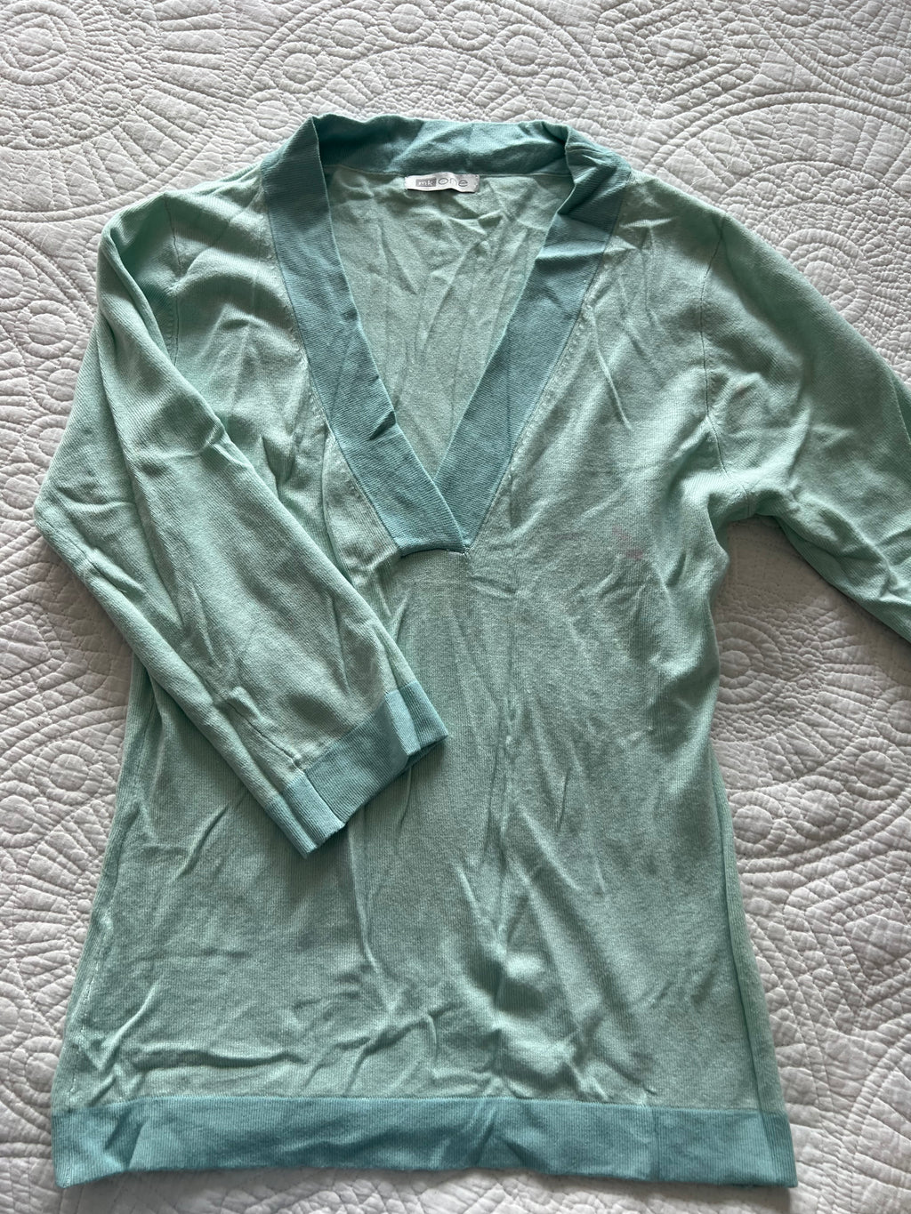 Light green v neck top