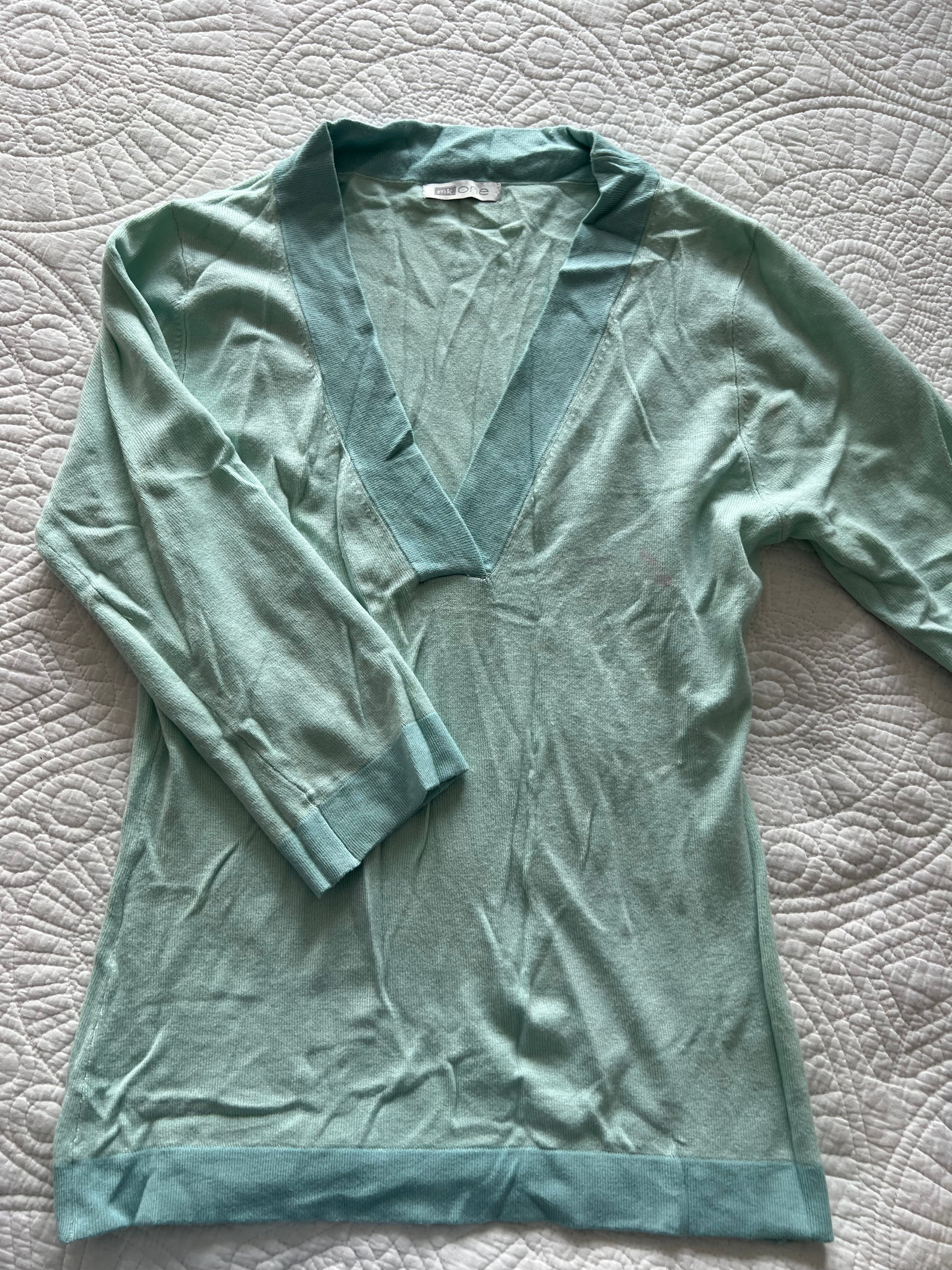 Light green v neck top