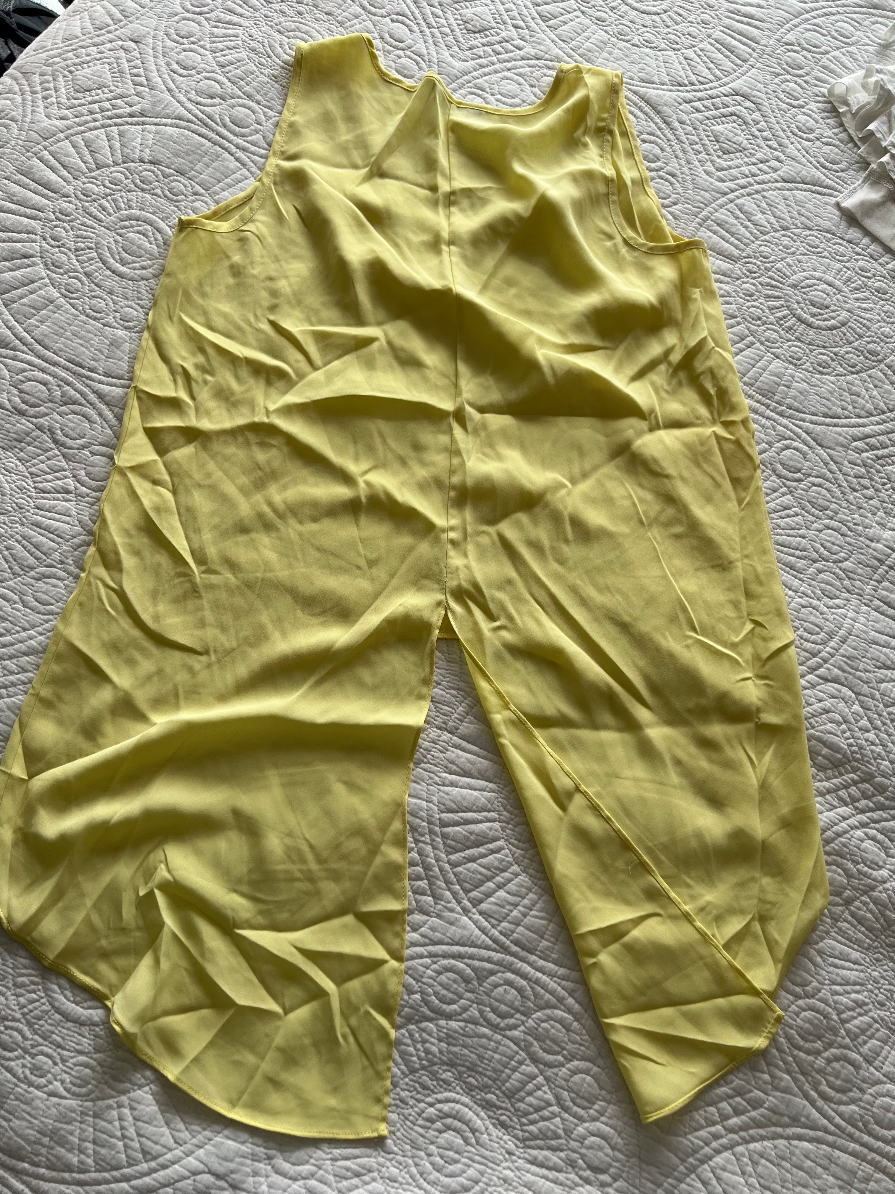 Yellow vest top with long cut out back