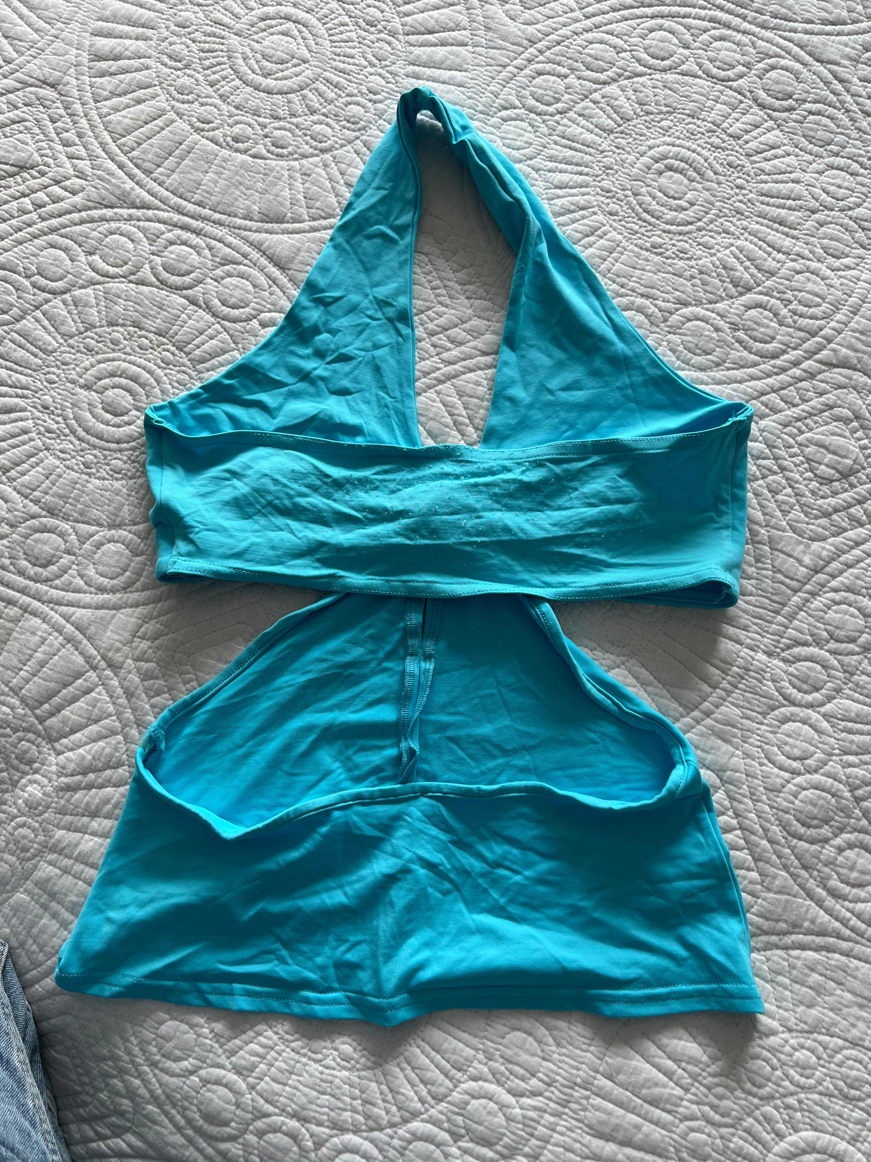 Blue cut out top