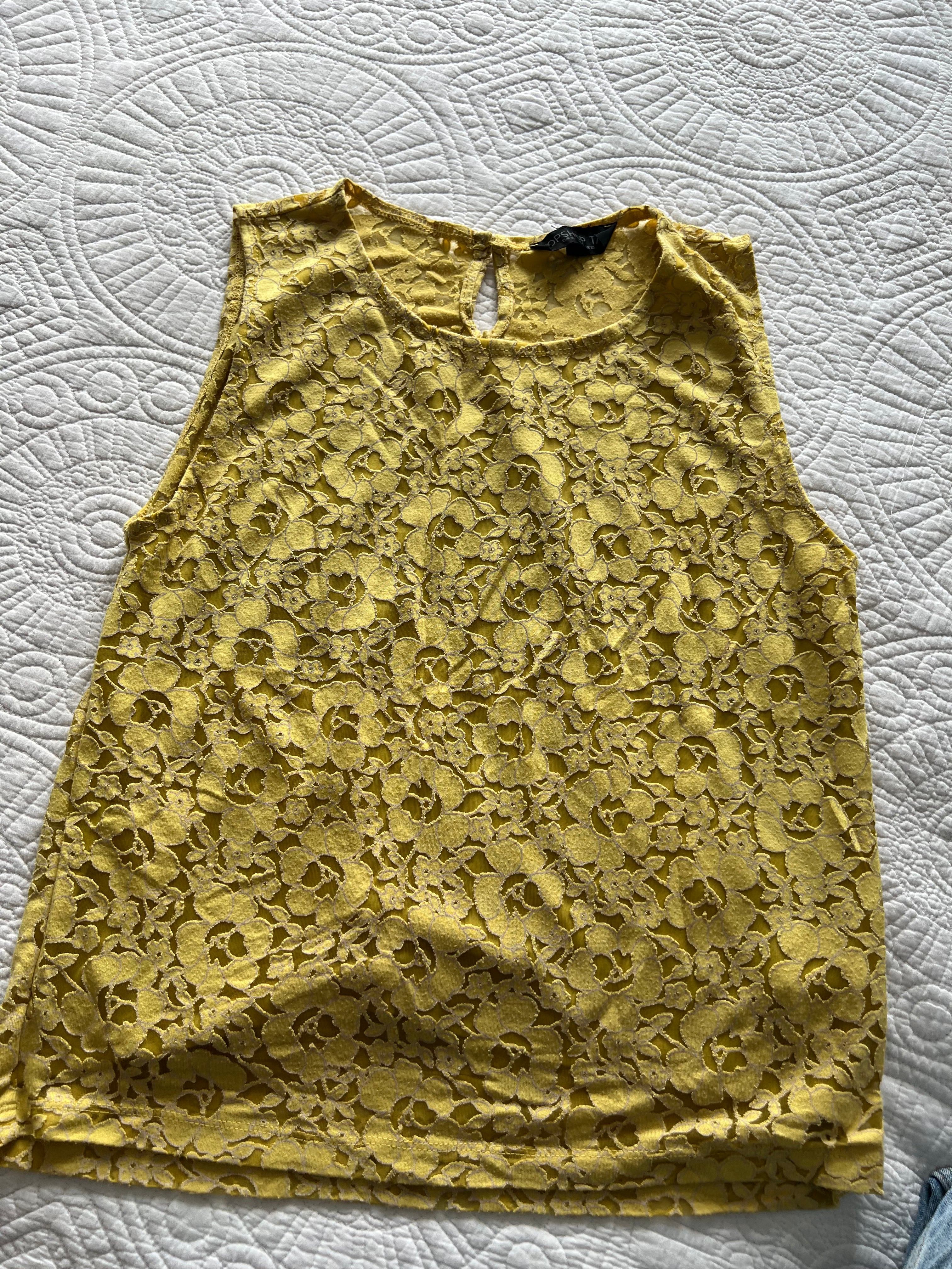 Yellow lace vest top