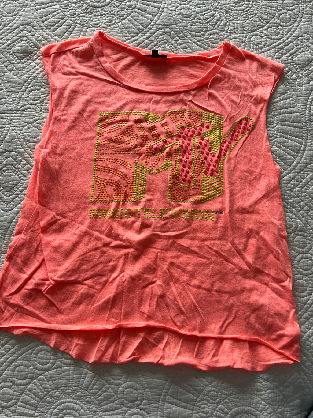 MTV coral orange vest