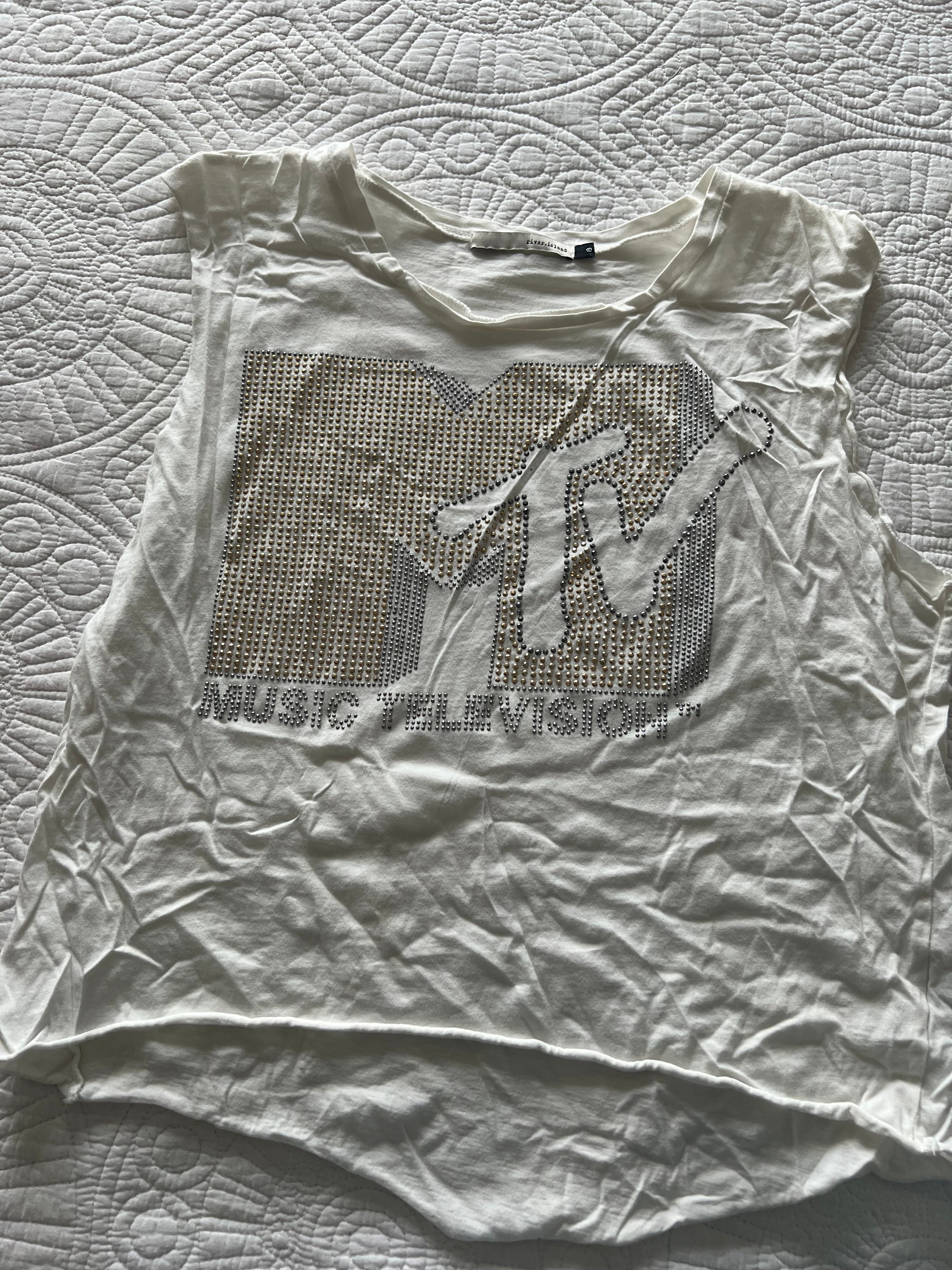 White MTV crop top vest