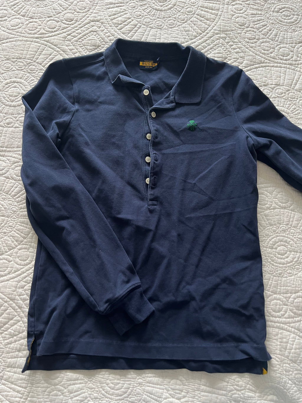 Ralph Lauren navy long sleeve collar top