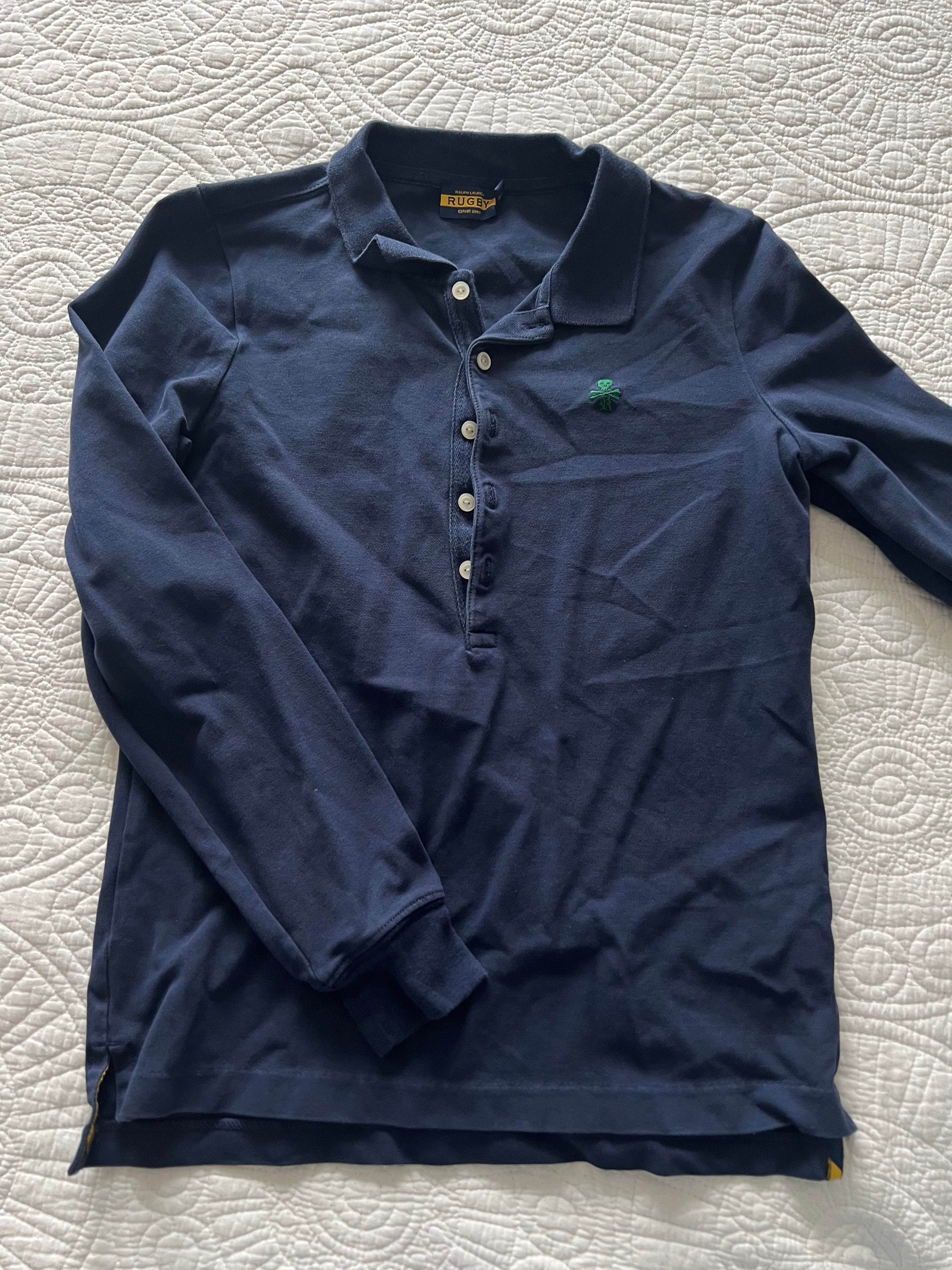 Ralph Lauren navy long sleeve collar top