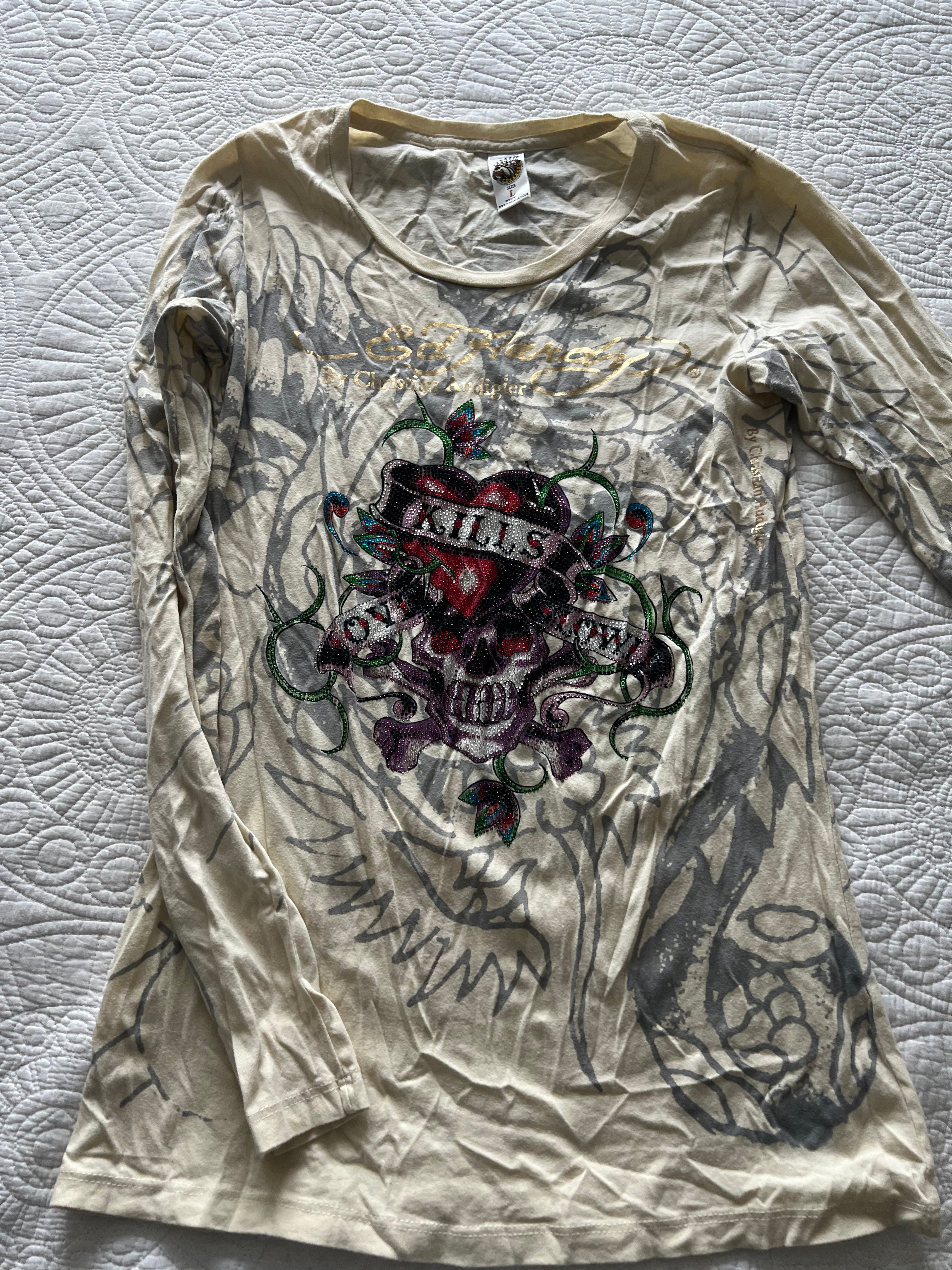 Ed Hardy long sleeve graphic top