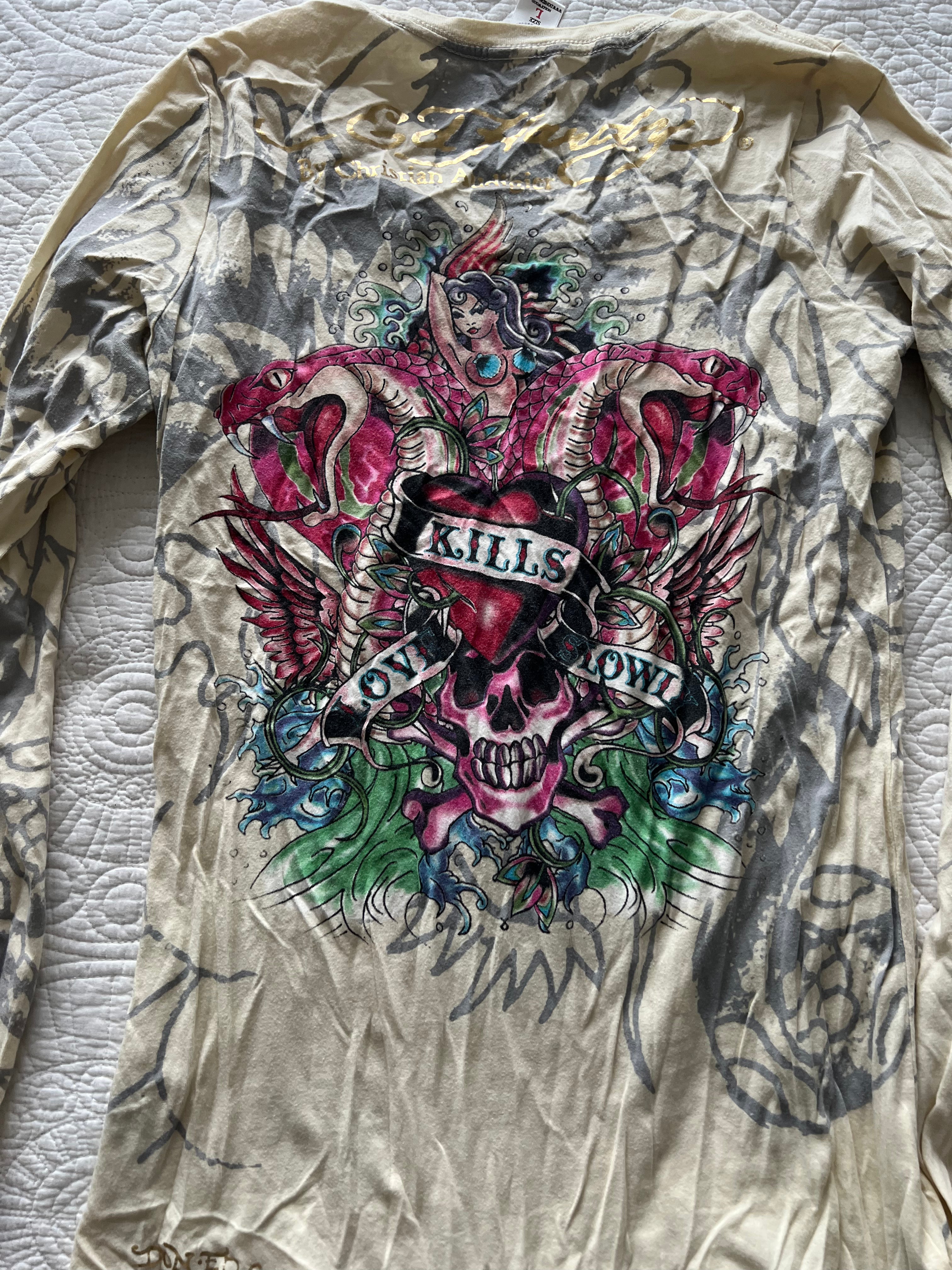 Ed Hardy long sleeve graphic top