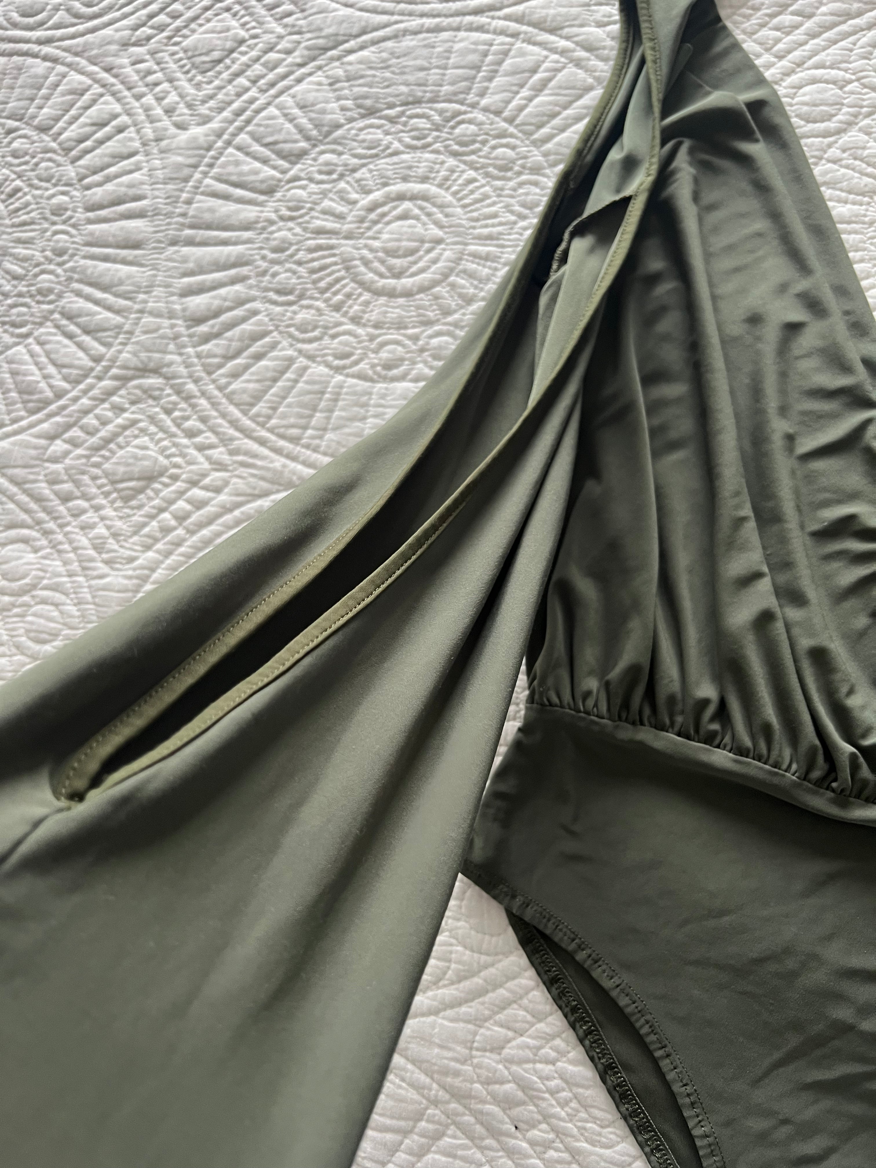 Dark green, v neck bodysuit