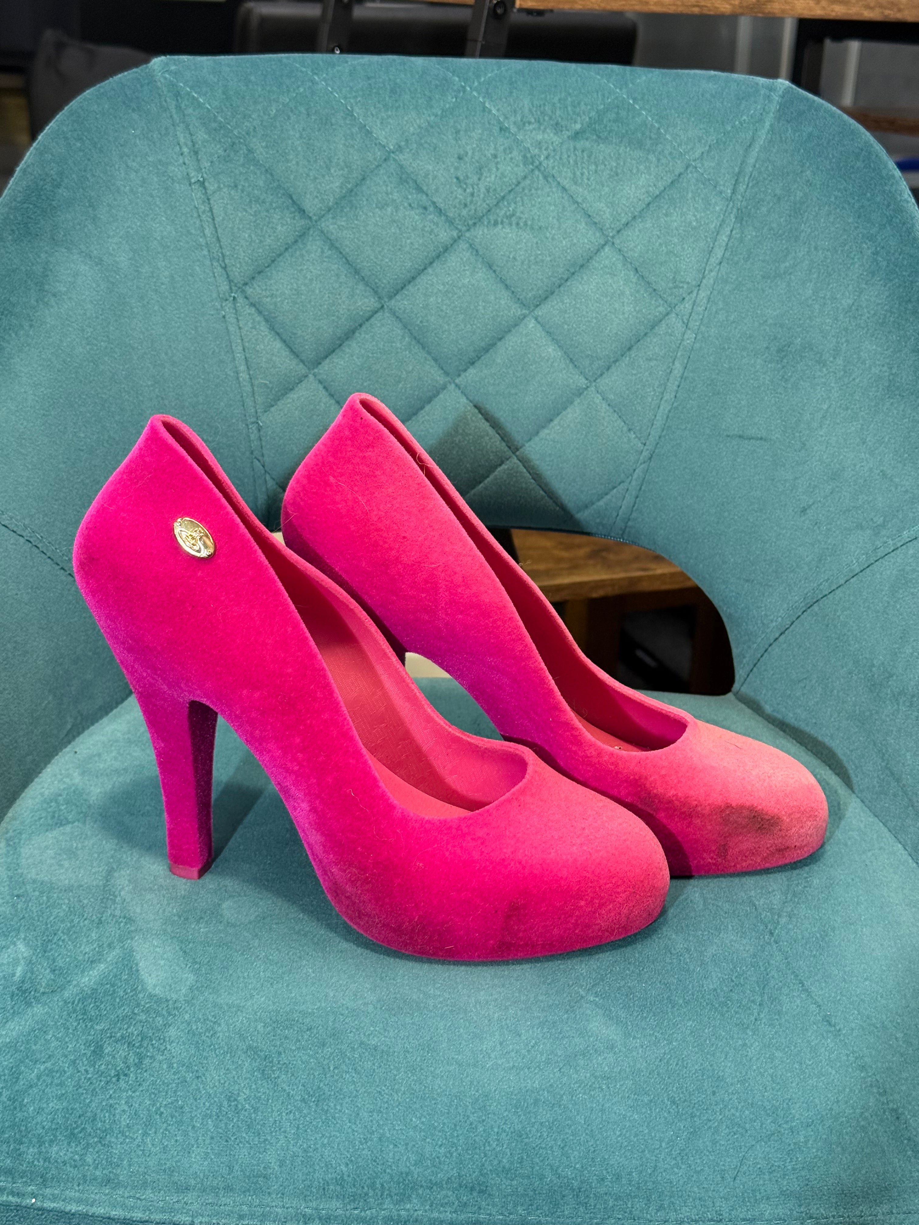 Vivienne Westwood Hot Pink Suede Effect High Heel Court Shoes