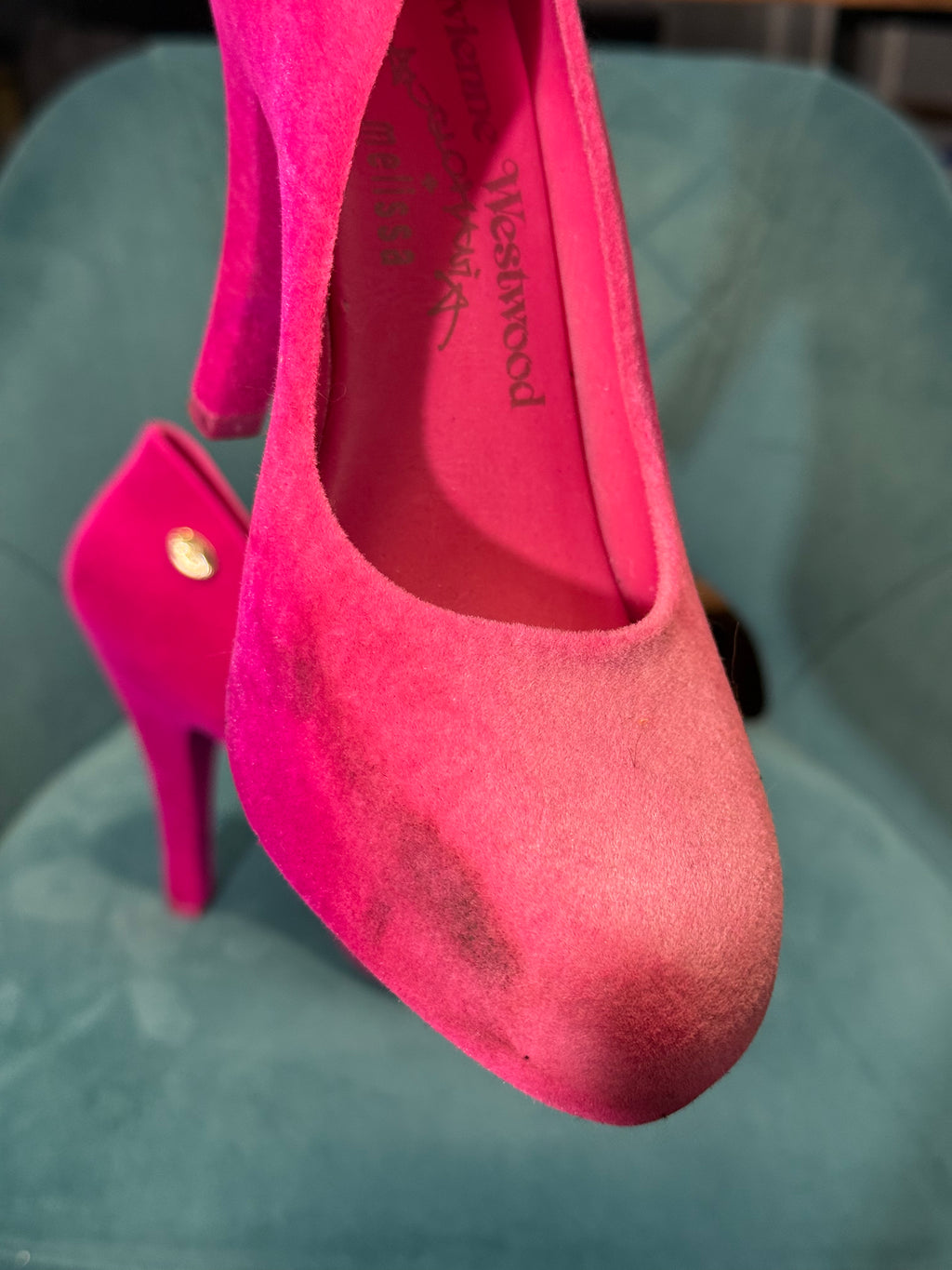 Vivienne Westwood Hot Pink Suede Effect High Heel Court Shoes