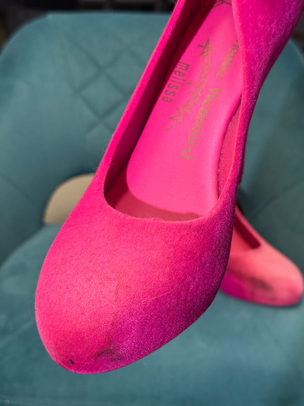 Vivienne Westwood Hot Pink Suede Effect High Heel Court Shoes