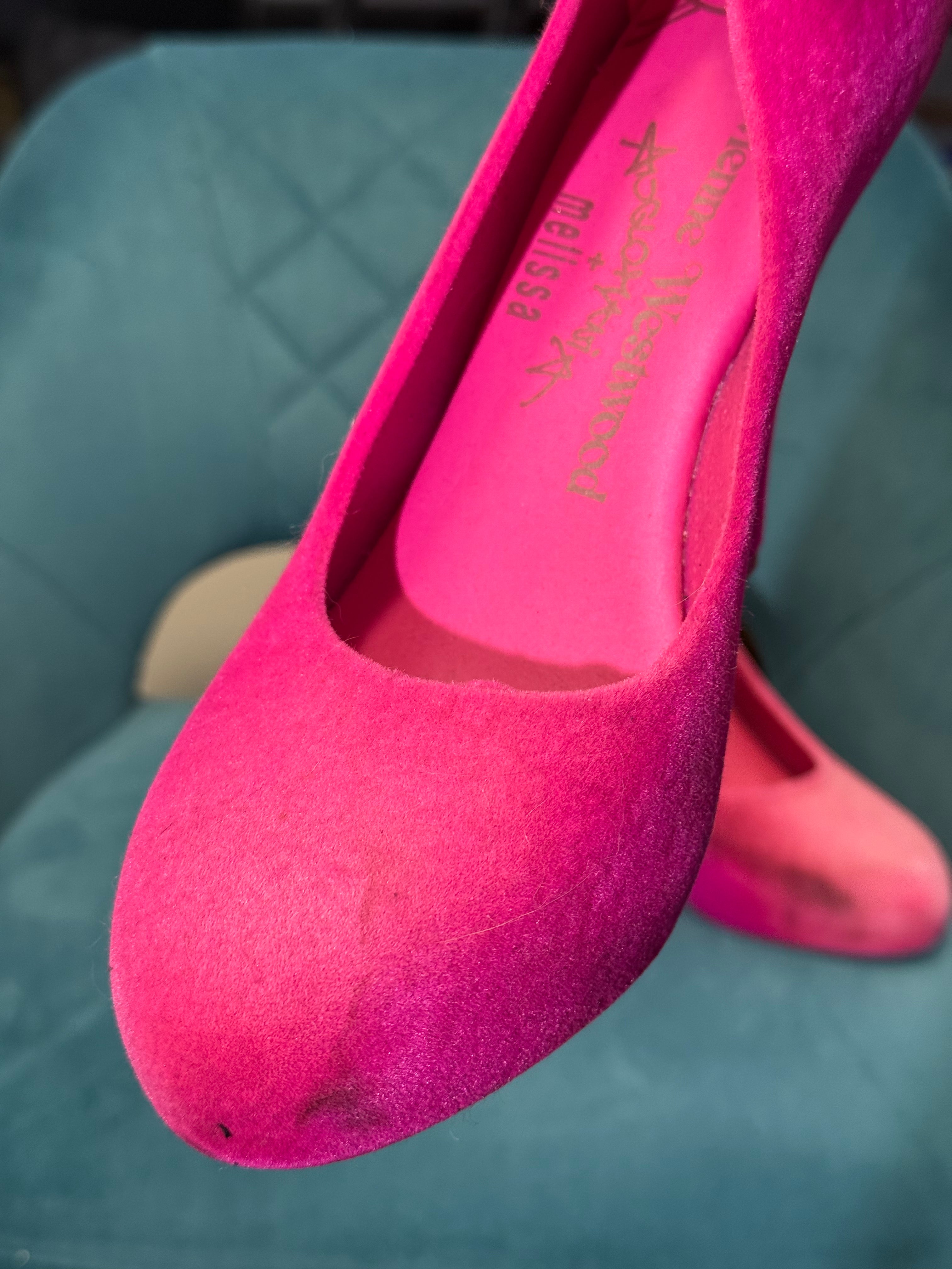 Vivienne Westwood Hot Pink Suede Effect High Heel Court Shoes