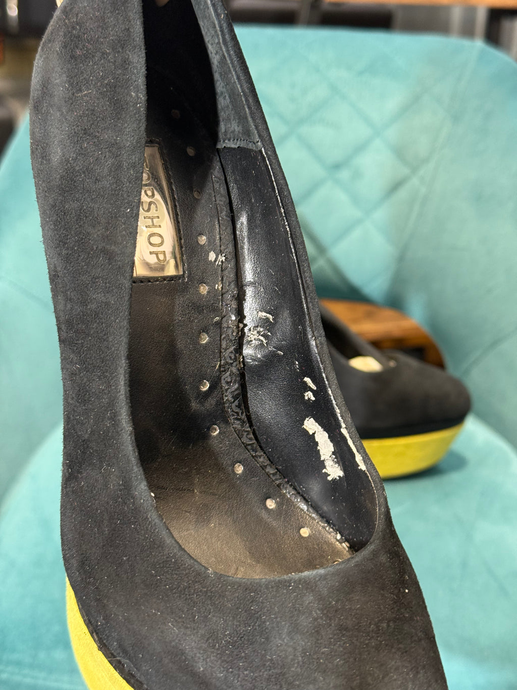Black & Yellow Colour Block Platform Stiletto Heels