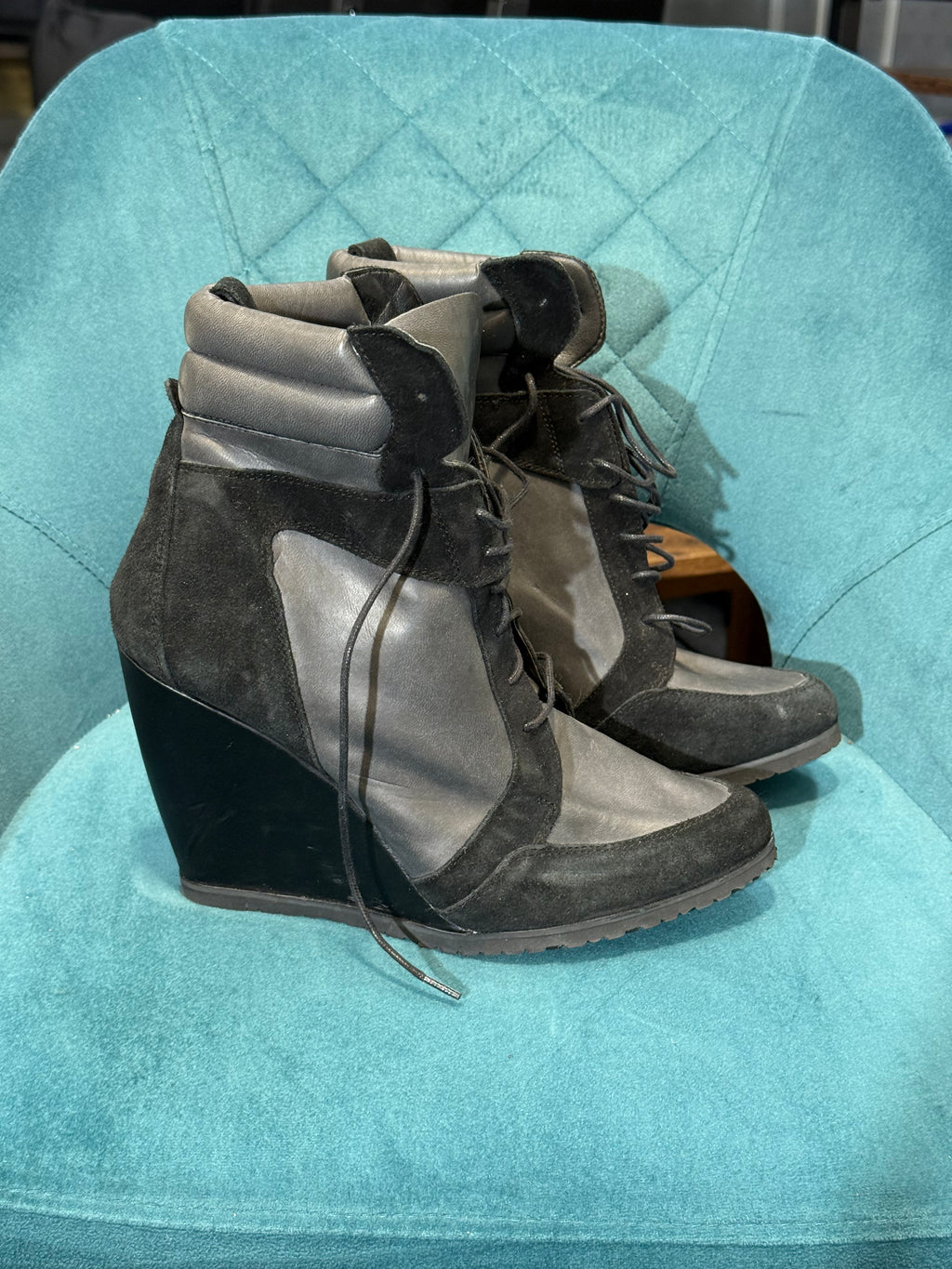 Black High-Top Wedge Trainers