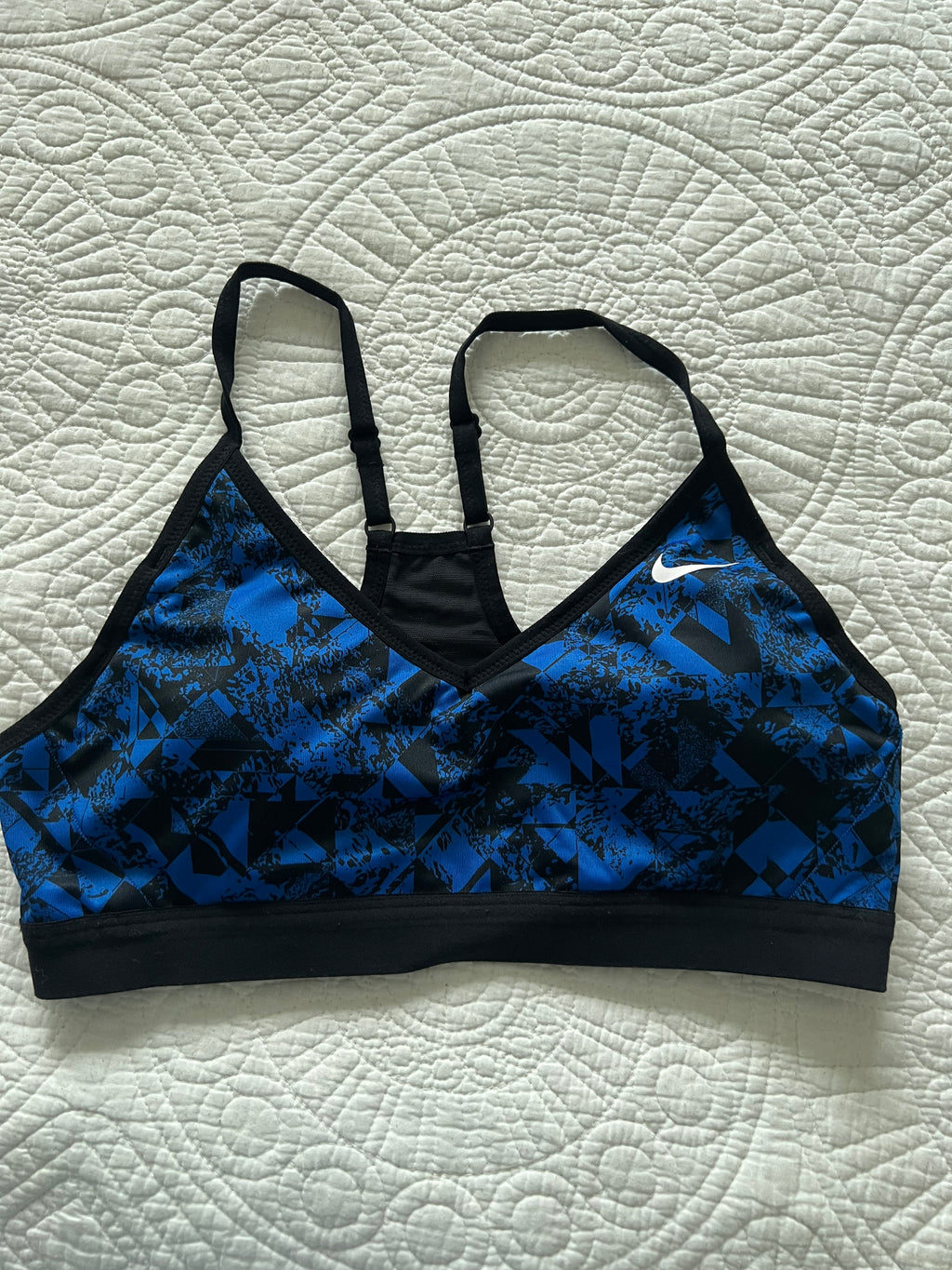 Black/blue Nike sports bra