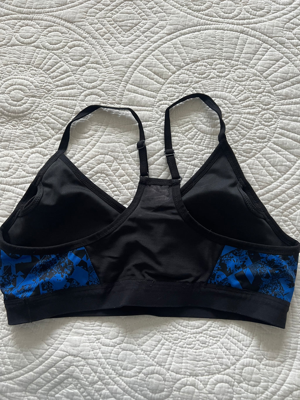 Black/blue Nike sports bra