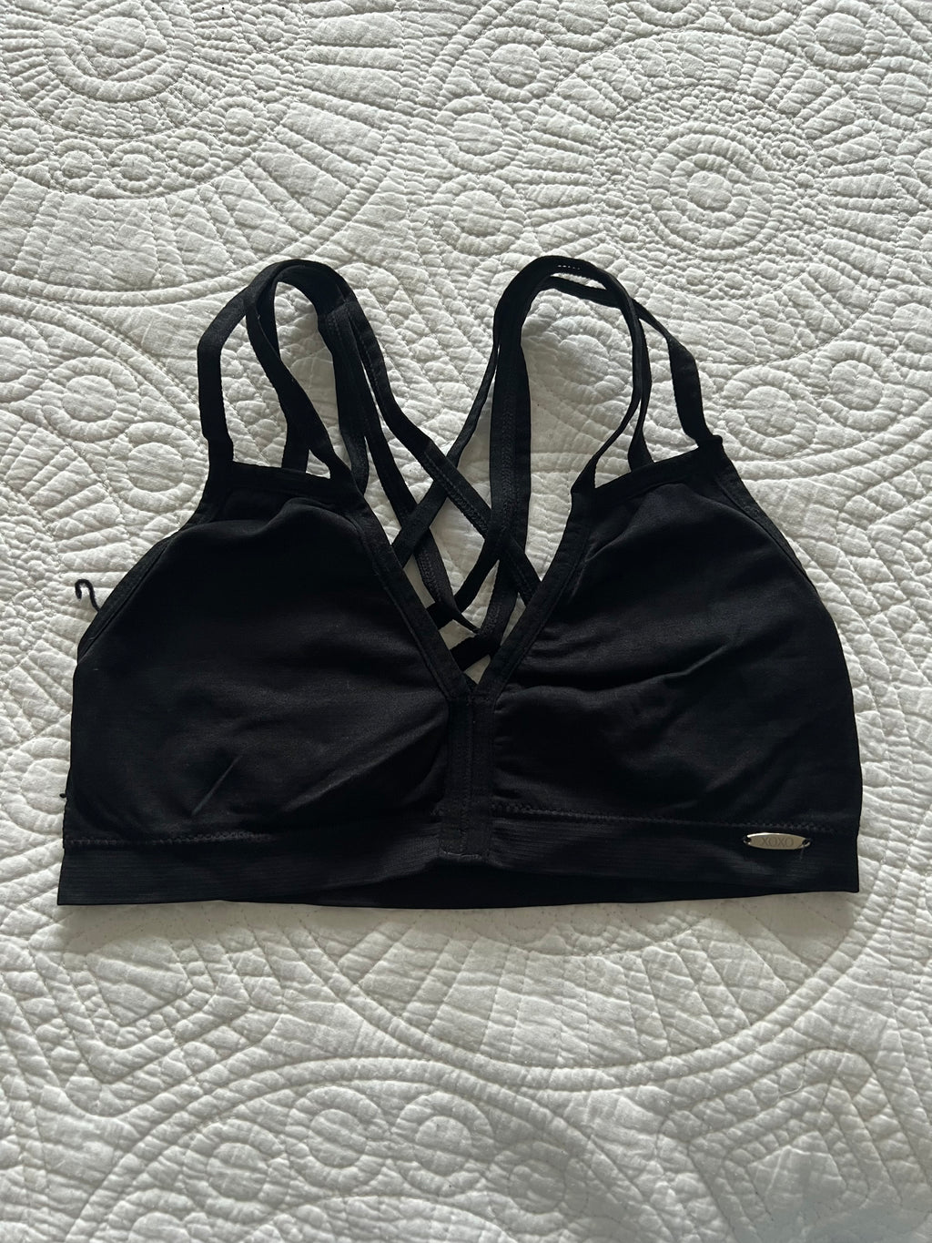 Black XOXO sports bra