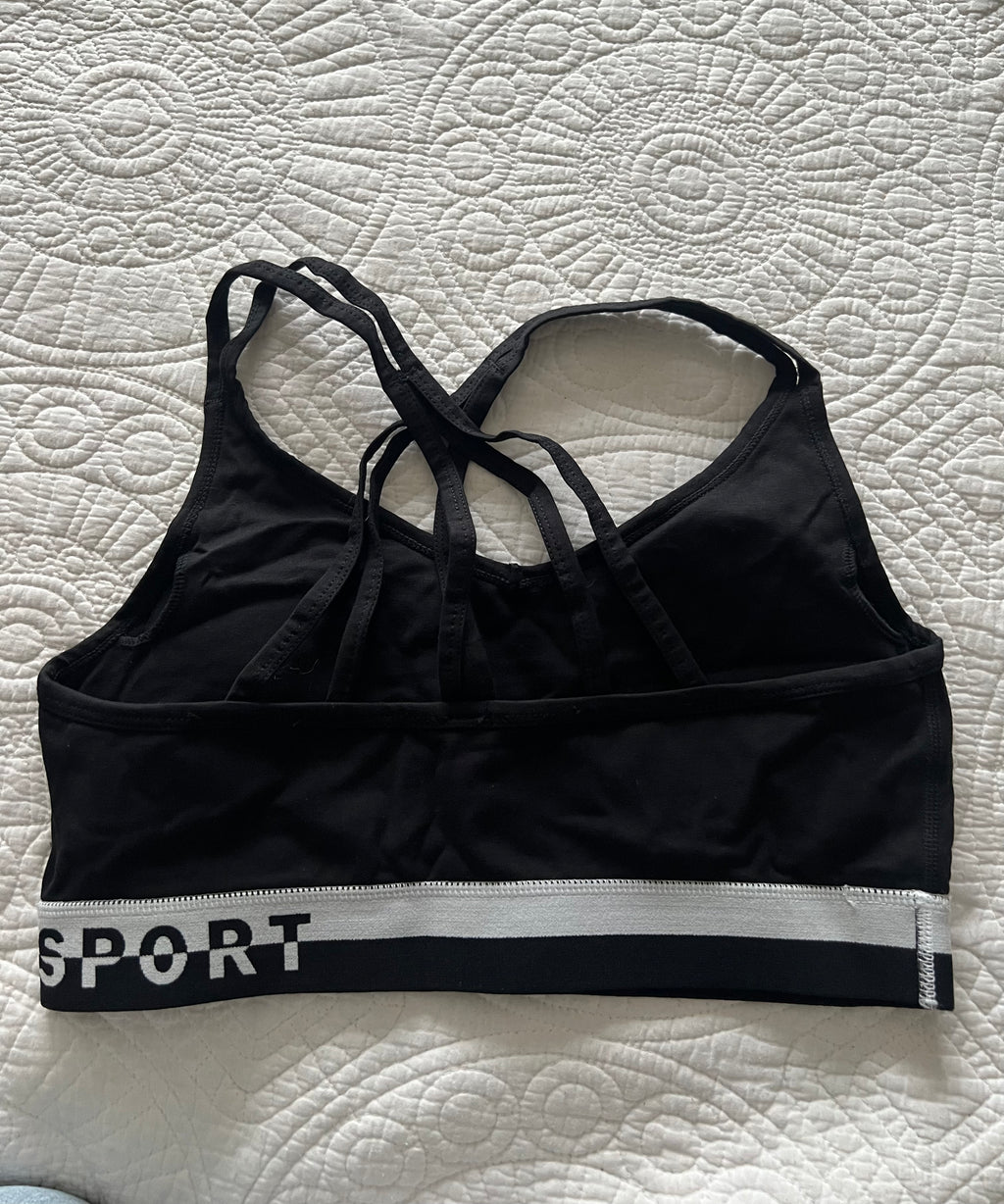 DKNY black sports bra