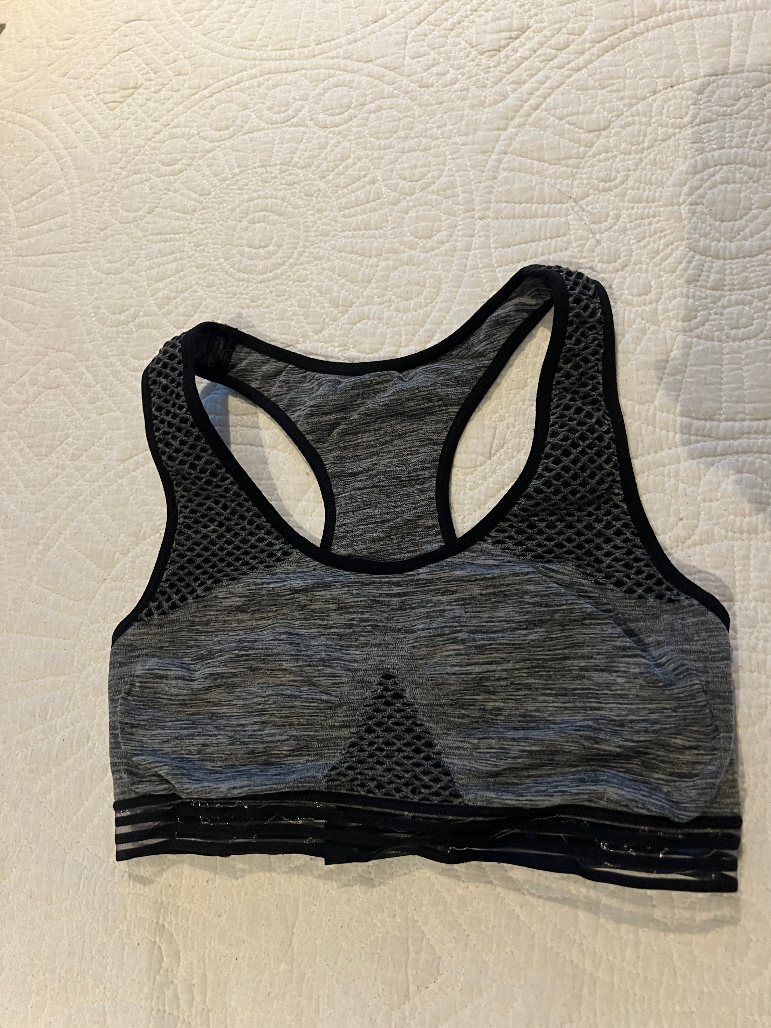 Grey/black sports bra