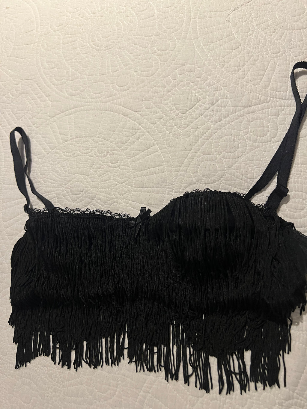 Black bra with frills