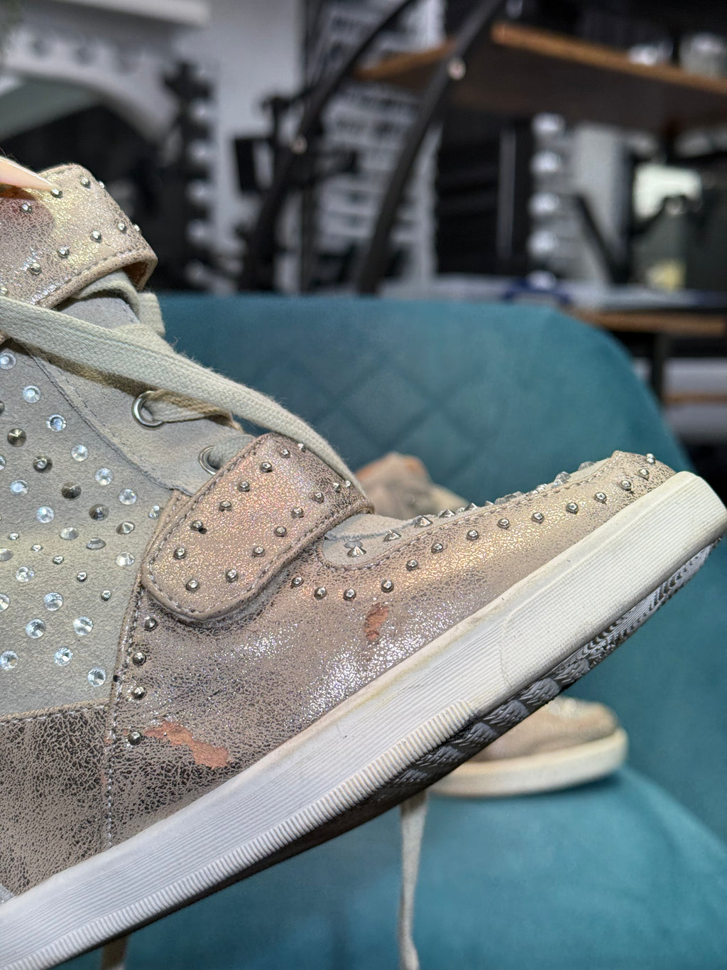 Biege High-Top Wedge Trainers