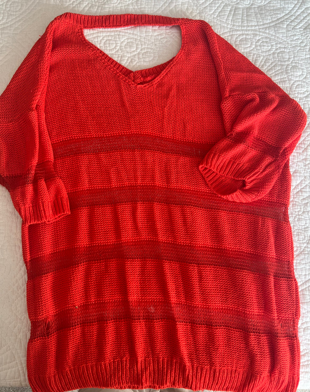 Red stripy short sleeve jumper