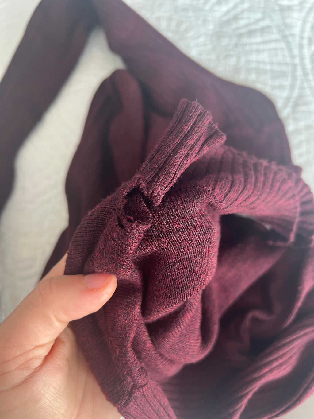 Long sleeve burgundy jumper dress