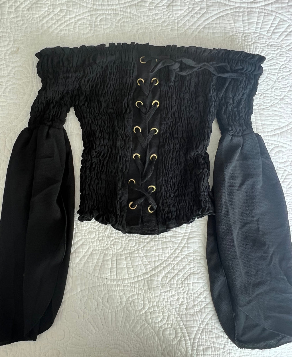 Black off the shoulder crop top