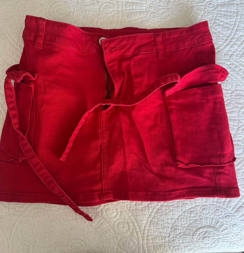 Red mini skirt