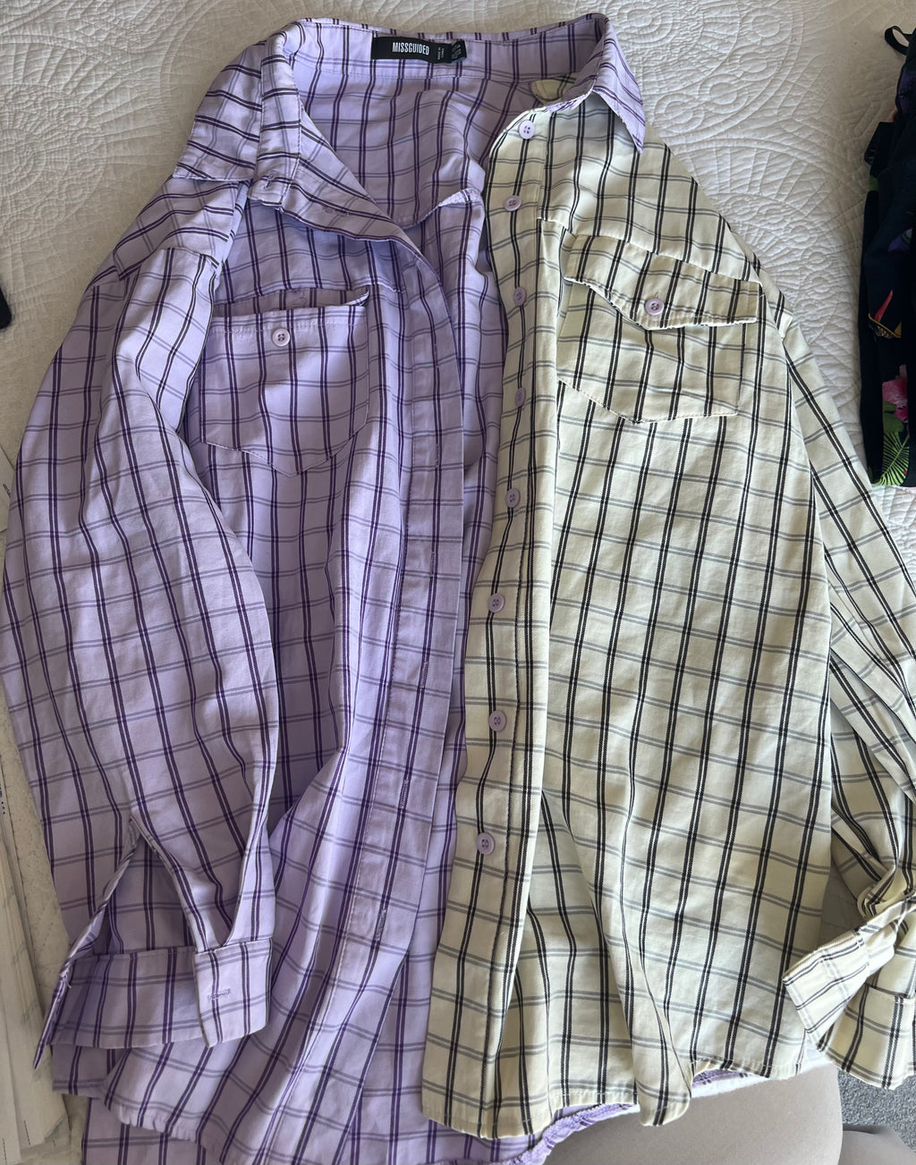 Purple/yellow plaid shirt
