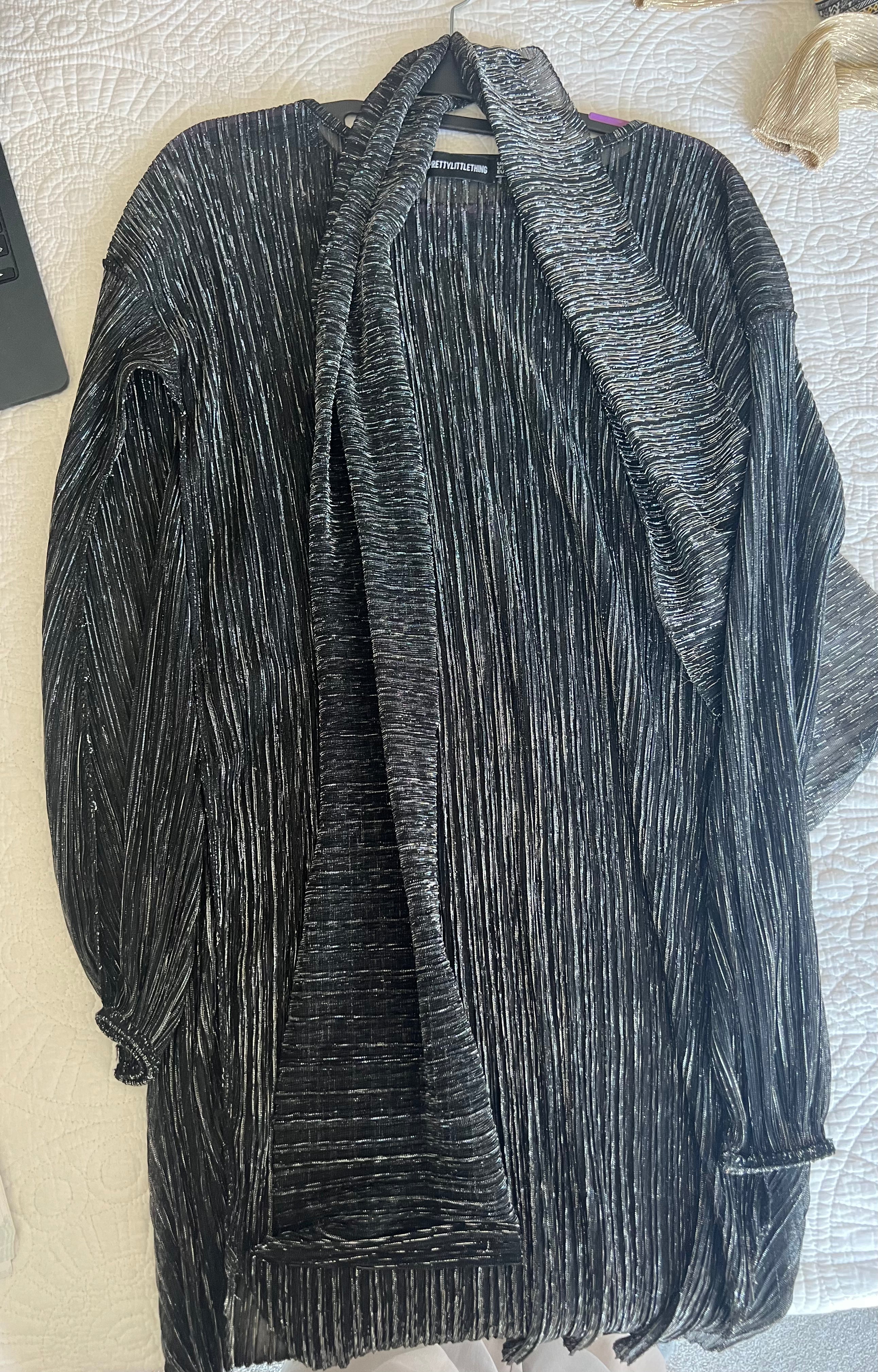 Grey long sleeved dress + scarf