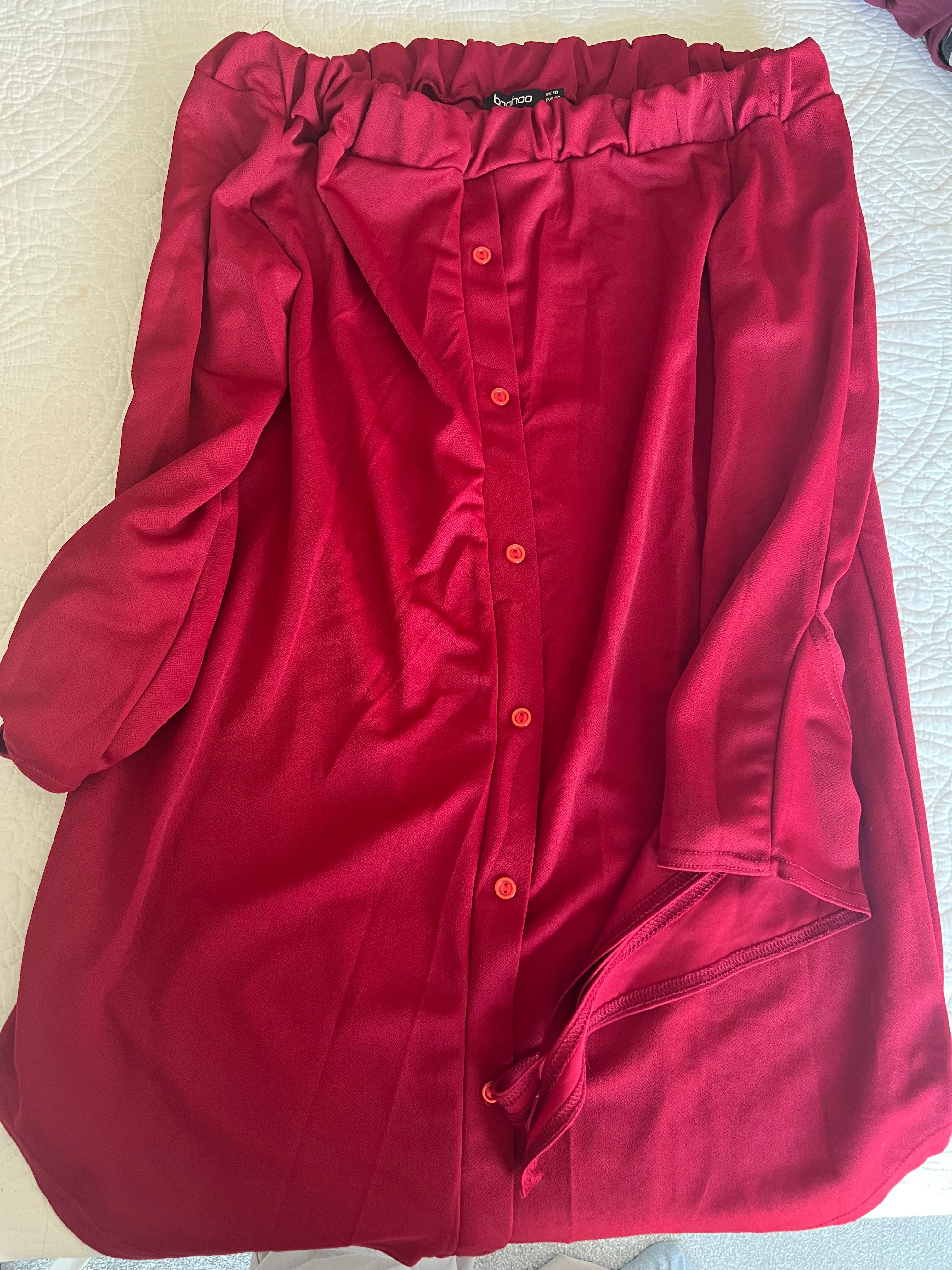 Red off the shoulder dress