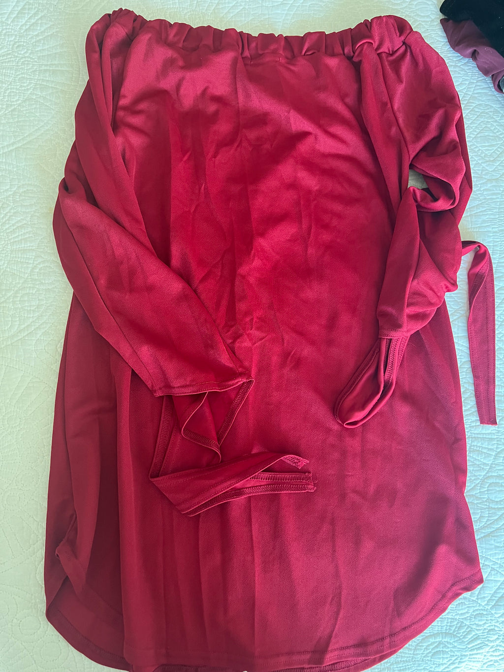 Red off the shoulder dress