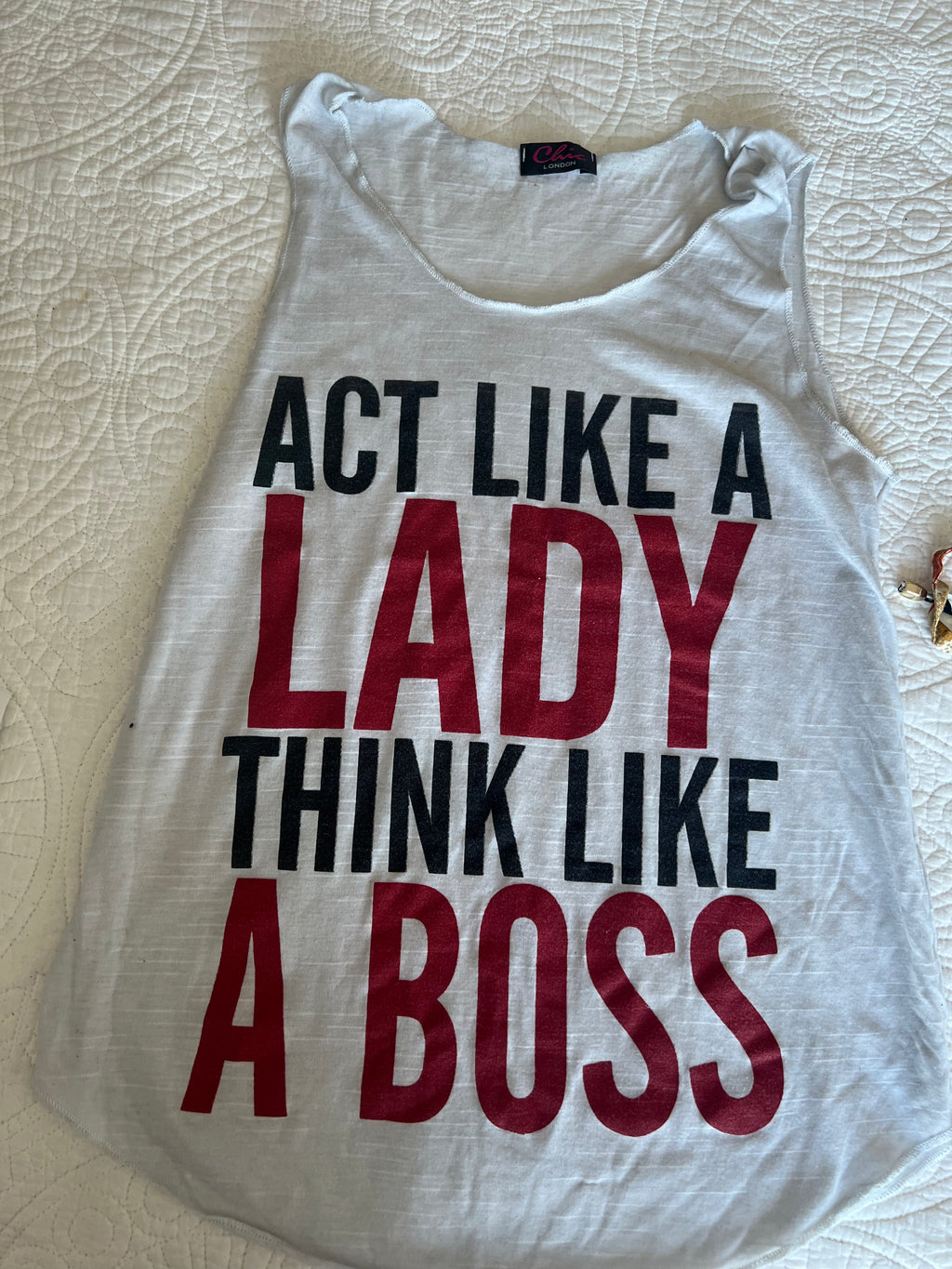 White graphic vest