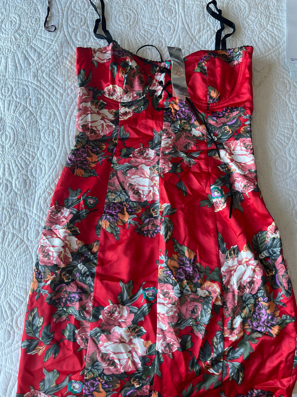 Red graphic mini dress