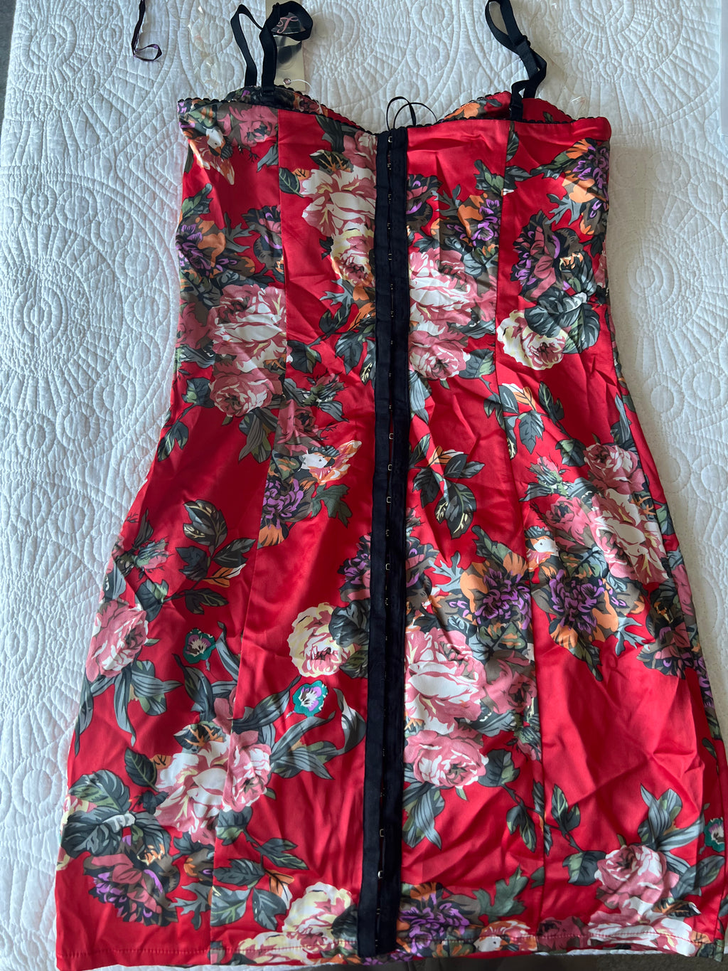 Red graphic mini dress
